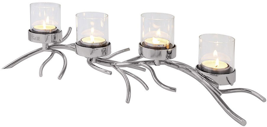 Fink Teelichthalter RAMUS, 4-flammig, Adventsleuchter, mit bruchsicherem  Glas, Kerzenhalter für 4 Kerzen, Moderner Maxi-Teelichthalter
