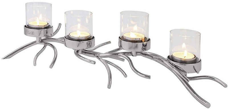 Fink Teelichthalter RAMUS, 4-flammig, Adventsleuchter, mit bruchsicherem Glas, Kerzenhalter für 4 Kerzen