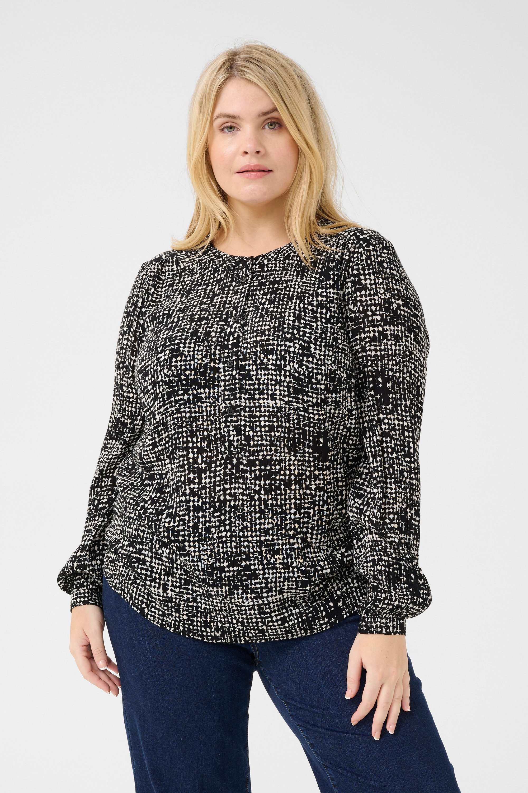 KAFFE Curve Langarmbluse Bluse langarm KCmila Große Größen