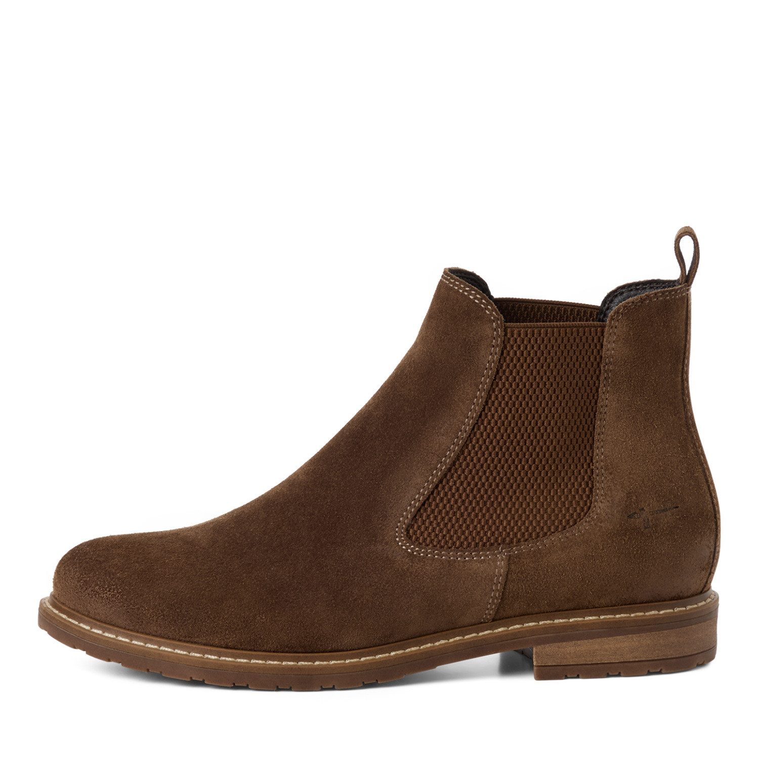 Tamaris Chelseaboots Blockabsatz, Stiefelette mit Anziehlasche, schmale Form