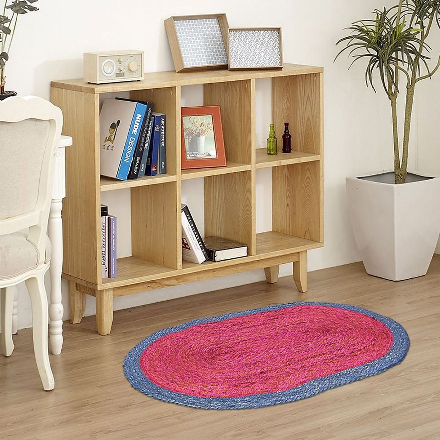 Fußmatte Jute-Teppich oval 90x60cm Läufer Vorleger Brücke Juteteppich Wohnzimme, BURI