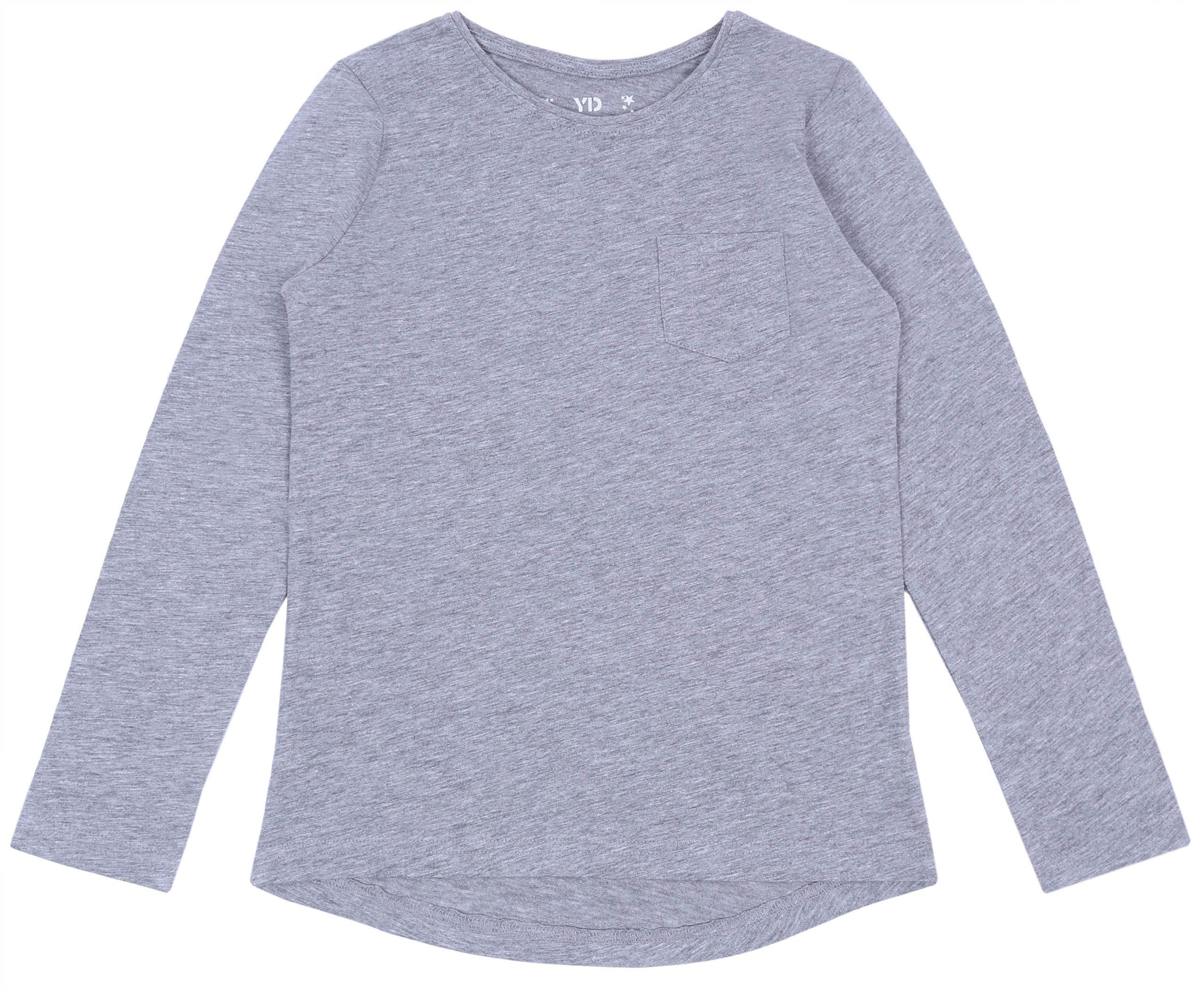 Langarmbluse Graue Bluse mit Tasche 10-11 Jahre