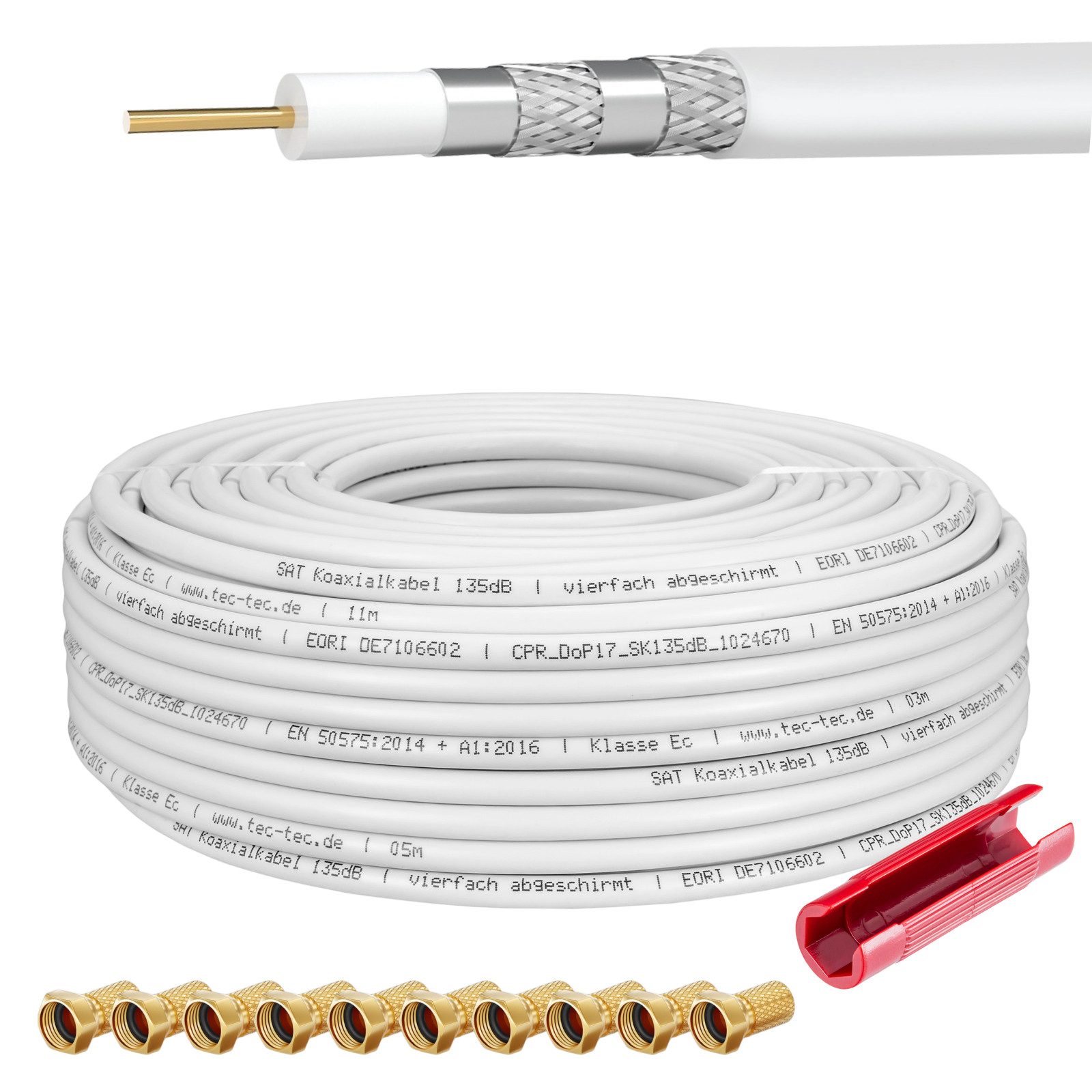 HB-DIGITAL Koaxialkabel Galaxy 135dB 4-Fach geschirmt Stahl Kupfer SAT-Kabel, (5000 cm), Besten Schutz gegen unerwünschte Funk-Störungen