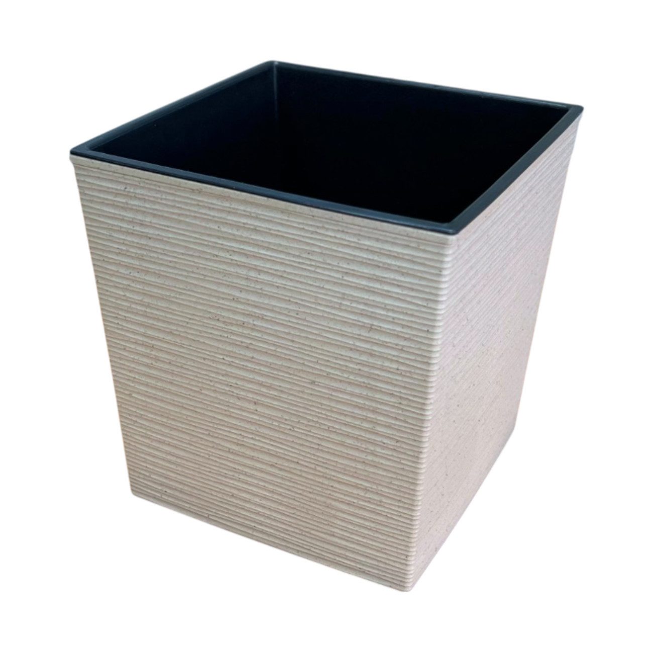 Engelland Pflanzkübel Blumentopf aus recyceltem Kunststoff & Holz (WPC), Rillenoptik (UV-beständig, wetterfest, quadratisch), Blumenkübel für Garten, Balkon, Terrasse, Innen- und Außenbereich