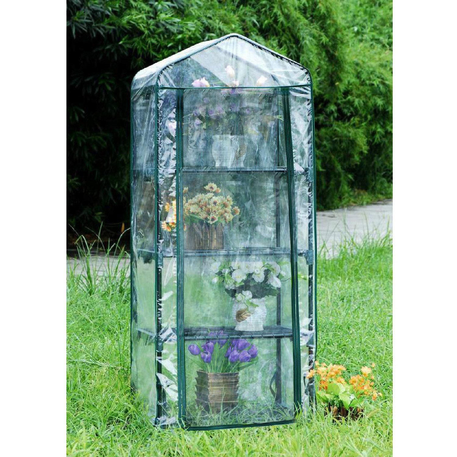 DEMA Foliengewächshaus Gewächshaus 69x49x157cm mit 4 Gitterböden