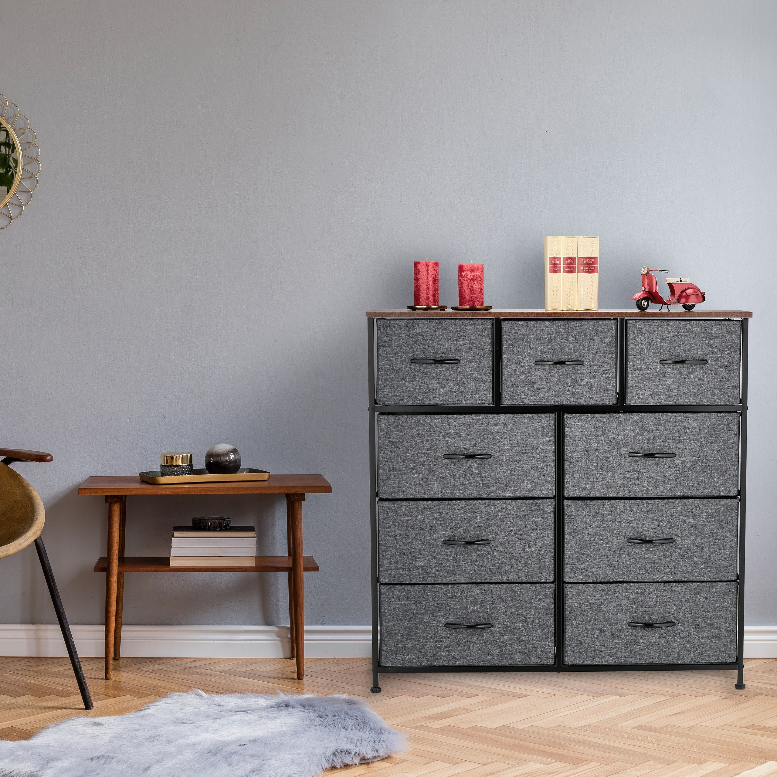 relaxdays Kommode mit 9 Schublade