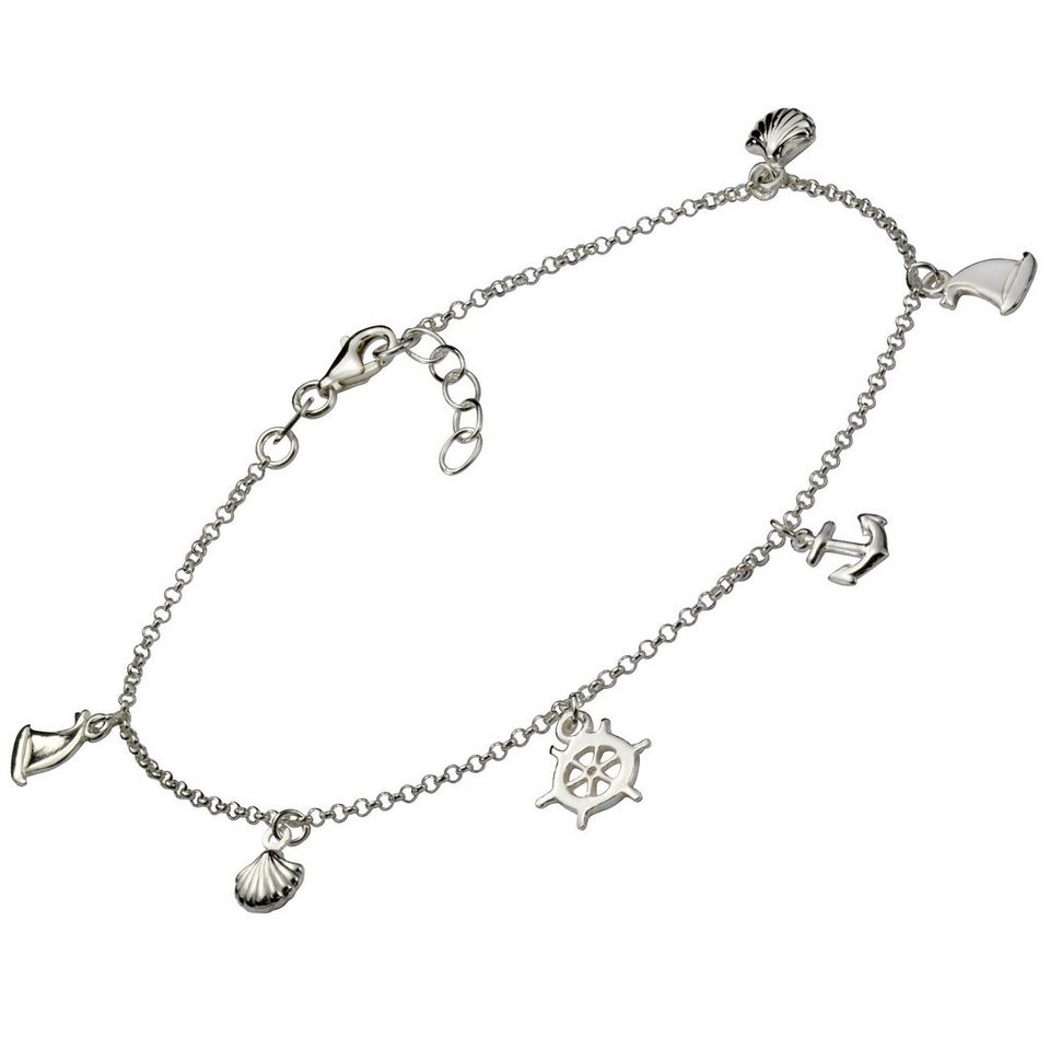 Vivance Fußkette 925 Sterling Silber rhodiniert maritime Motive