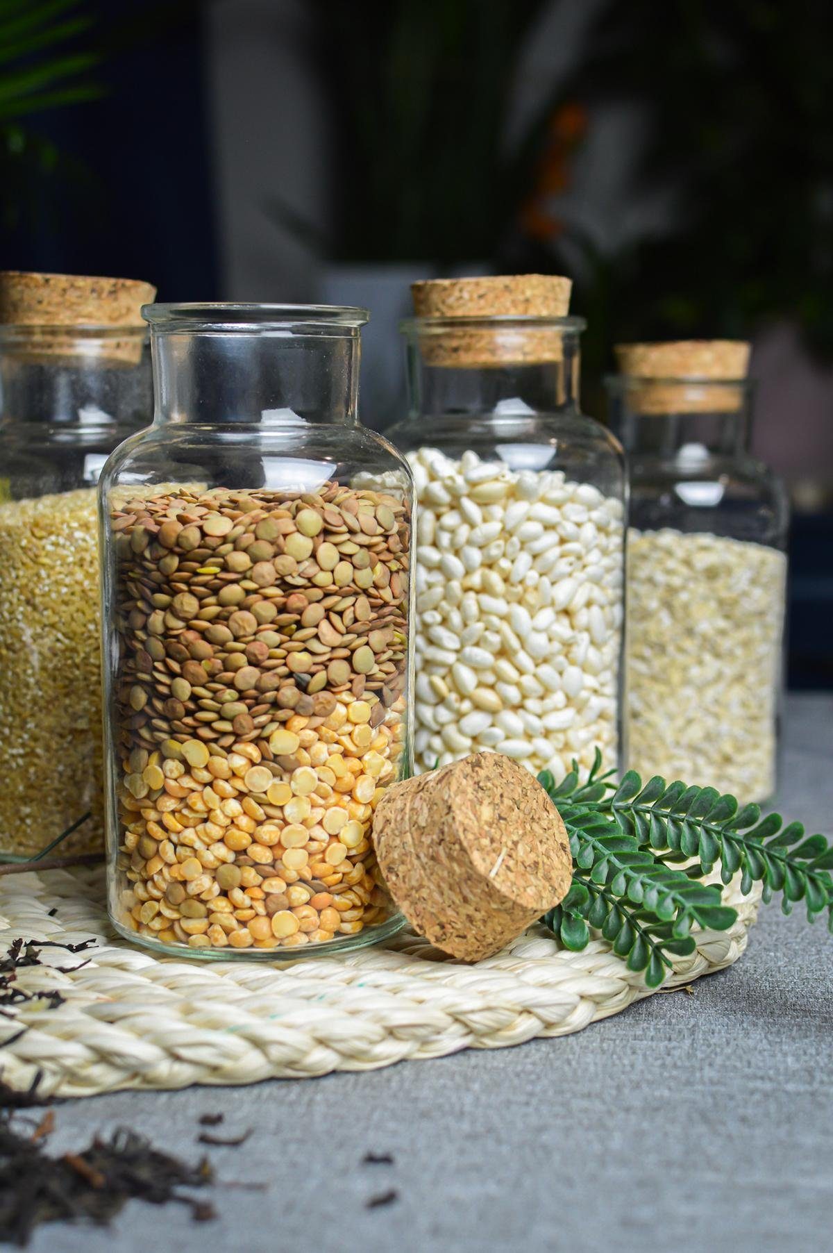 Sendez Gewürzbehälter 6 Gewürzgläser 600ml mit Korkverschluss Gewürzdosen Vorratsgläser, Glas, (6-tlg)