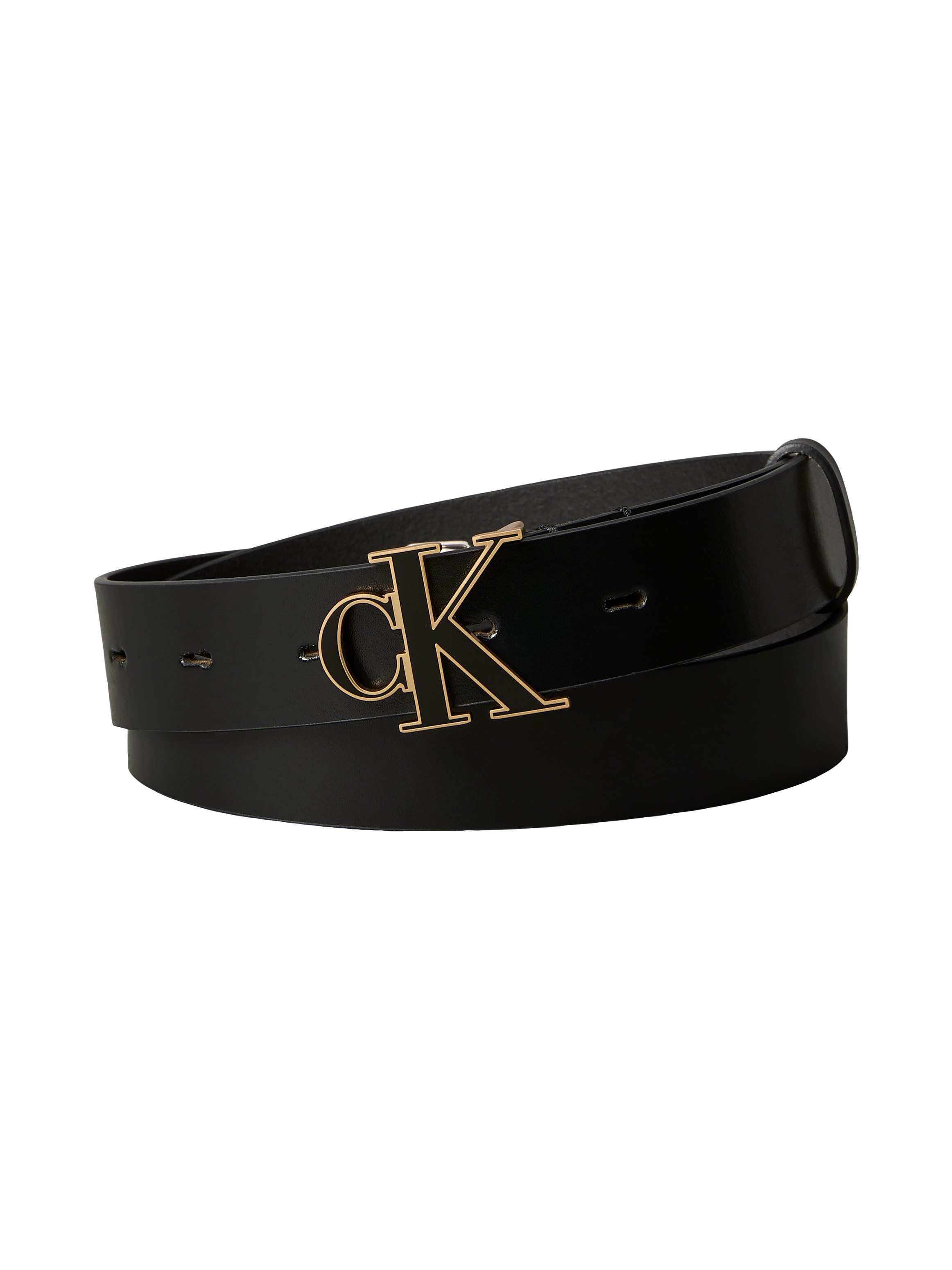 Calvin Klein Ledergürtel ROUND CK BUCKLE 30MM BELT INLAY Größenverstellbar mit Metallschließe