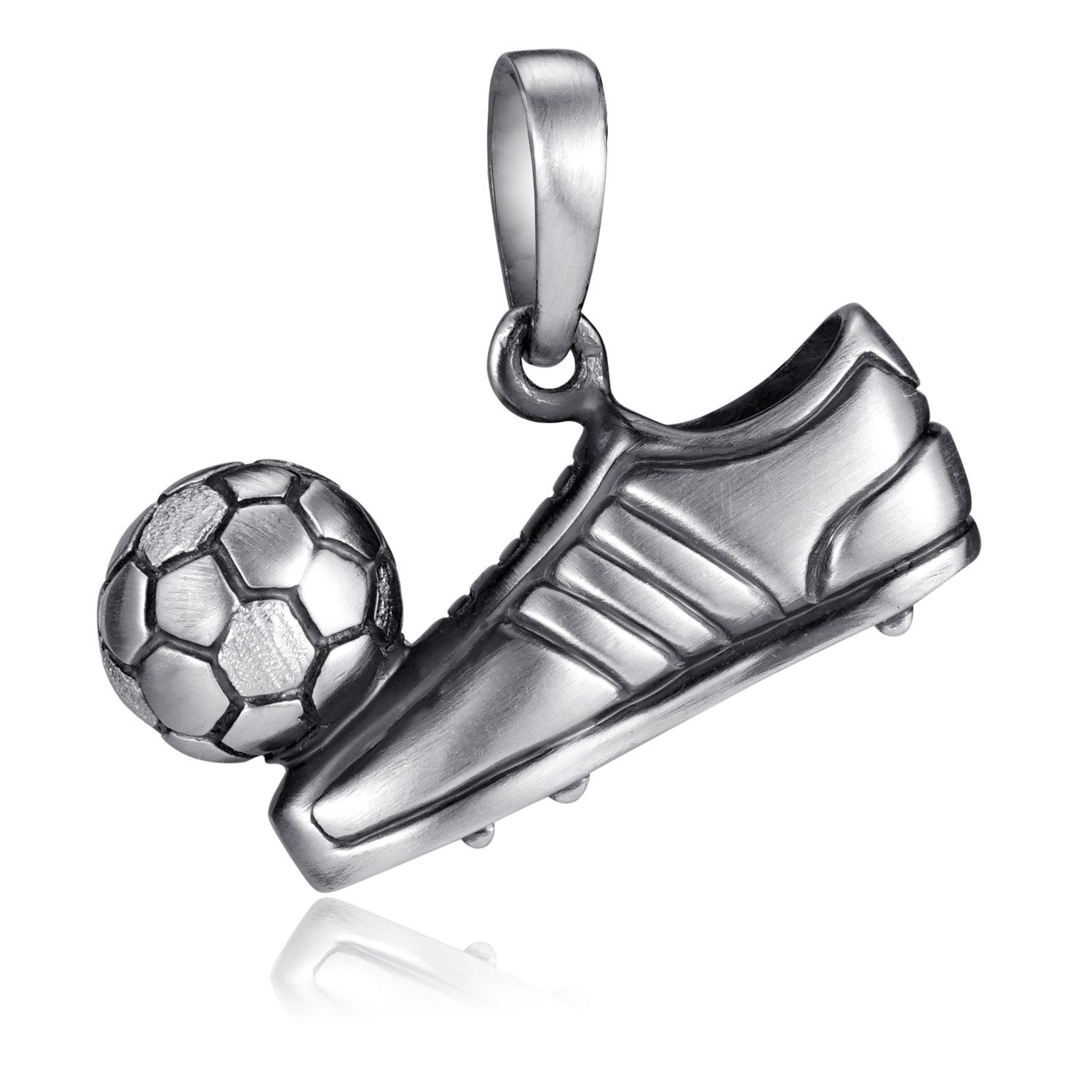 Materia Kettenanhänger Fußball / Fußballschuh mit Ball 925 Silber antik KA-70, 925 Sterling Silber, rhodiniert