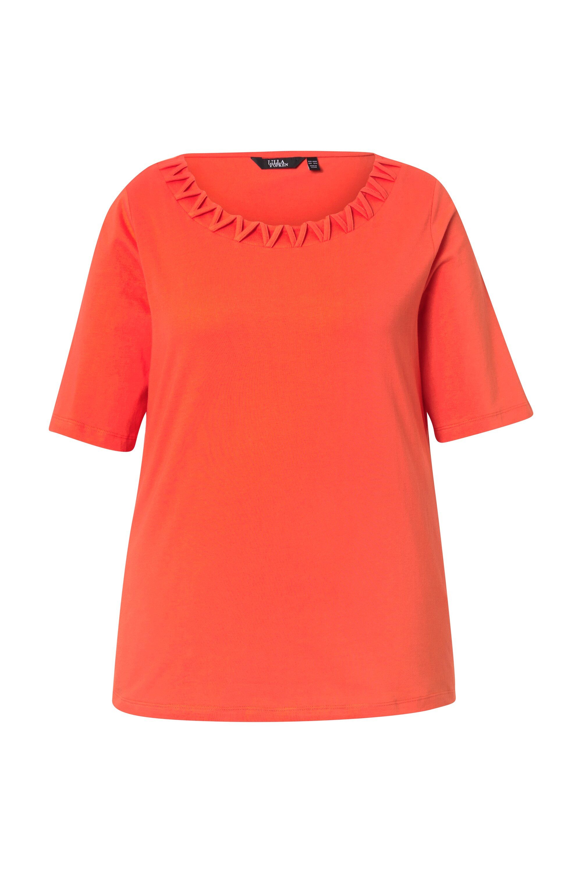 Ulla Popken Longtop T-Shirt Flecht-Zierkante Rundhals günstig online kaufen