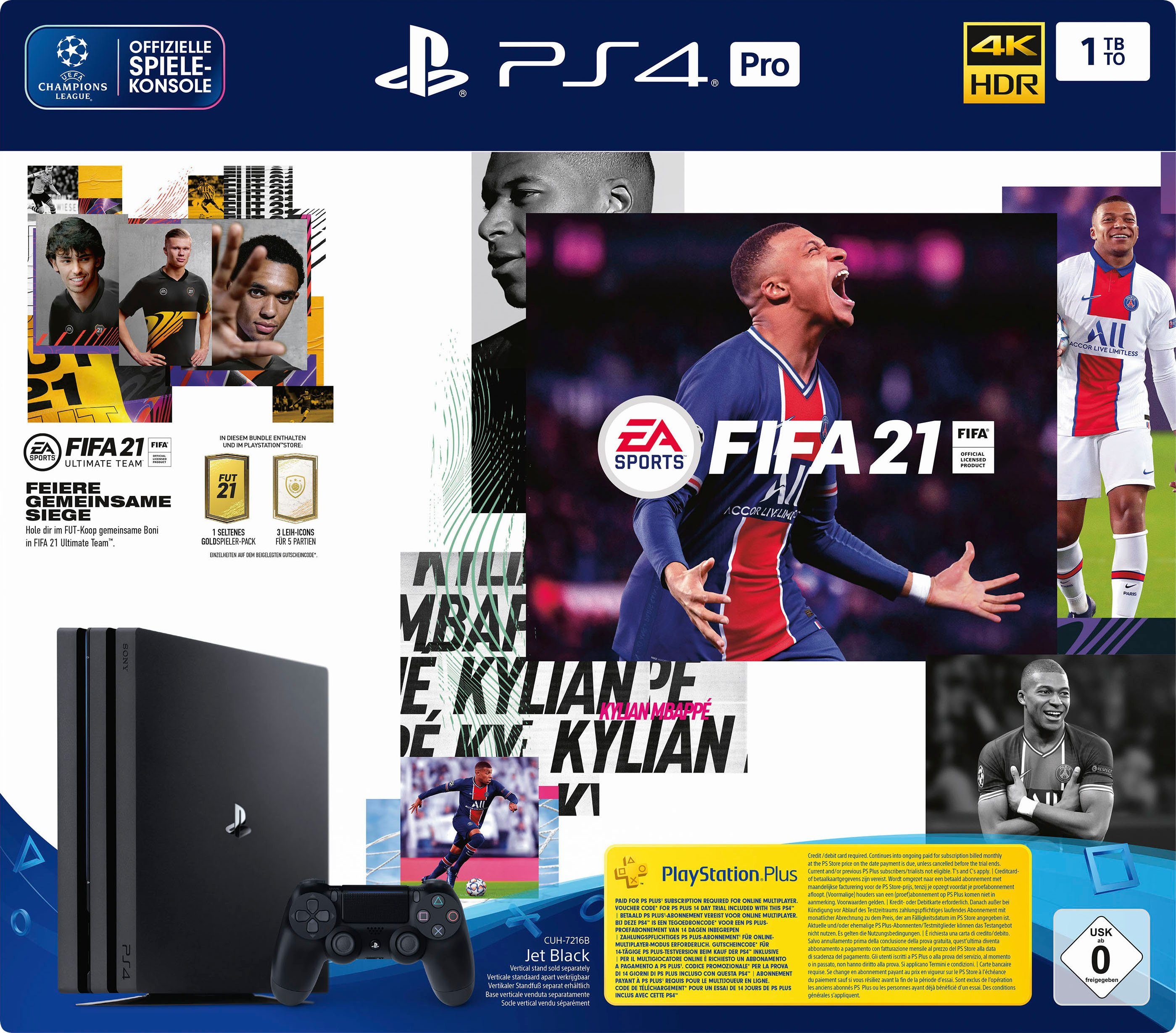 PlayStation 4 Pro 1TB, inkl. FIFA 21, Nie dagewesene visuelle Präzision  dank Auflösung in 4K-Qualität online kaufen | OTTO