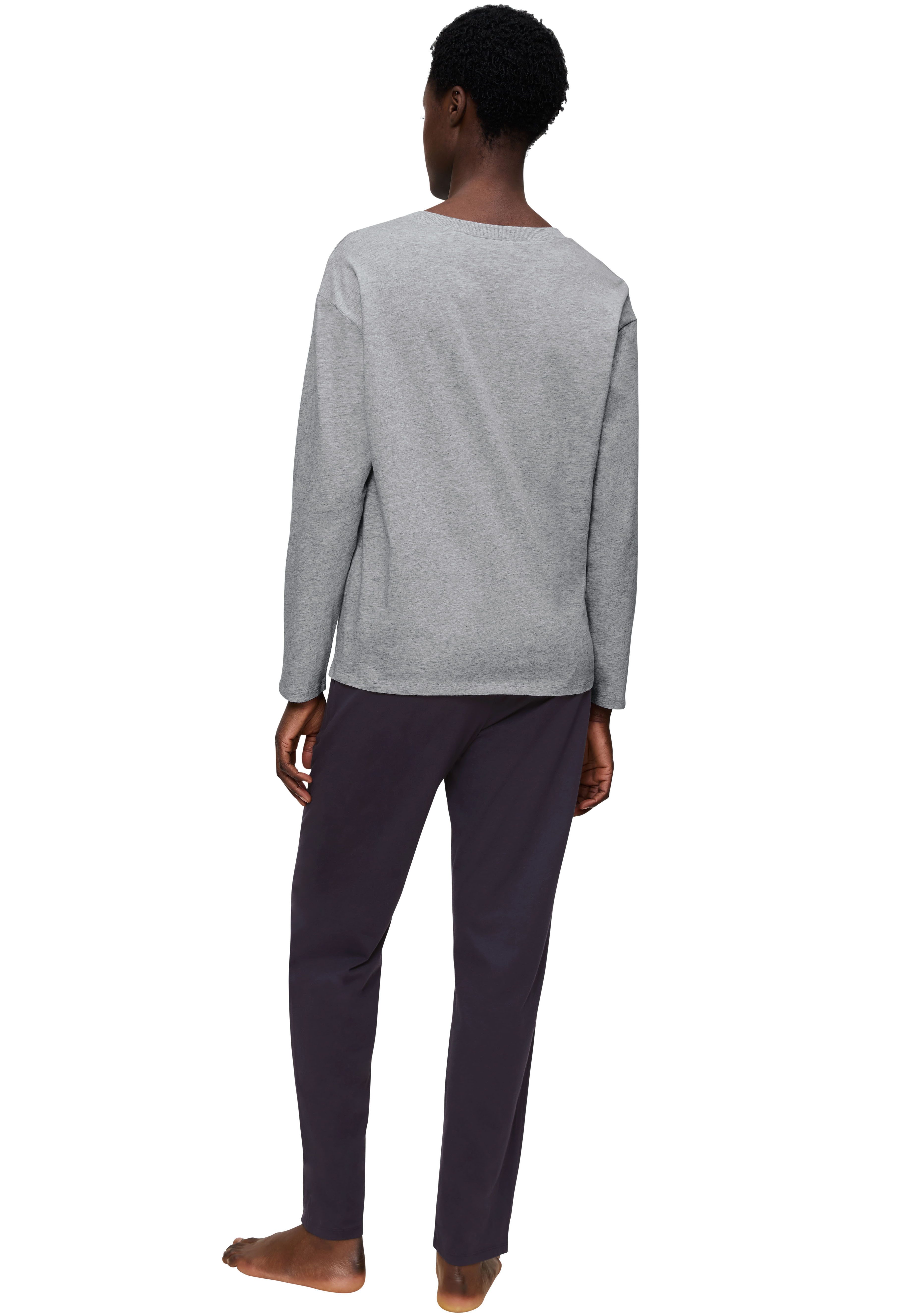 Triumph Schlafanzug Blumenstickerei, Brusttasche, Rundhalsausschnitt, Langarm