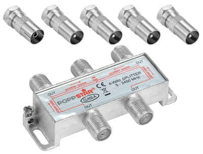 Poppstar Sat-Verteiler Splitter analog/digital SAT-Antenne (Umschalter 4-fach für TV Antenne Satellit Kabel Fernseher Radio LNB)