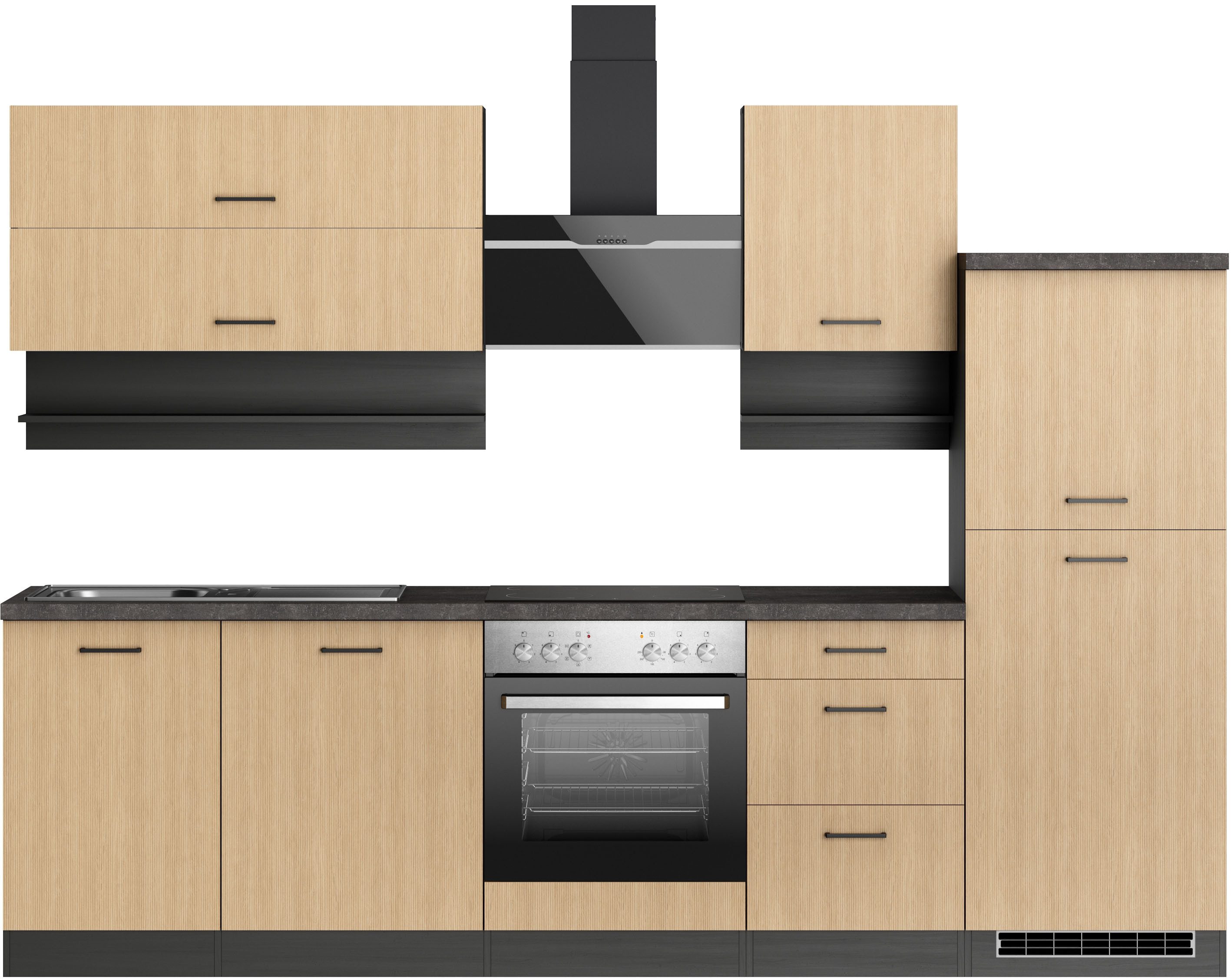 KOCHSTATION Кухниzeile KS-Frieda Breite 280 cm, wahlweise mit E-Geräten, mit 38mm starker Arbeitsplatte