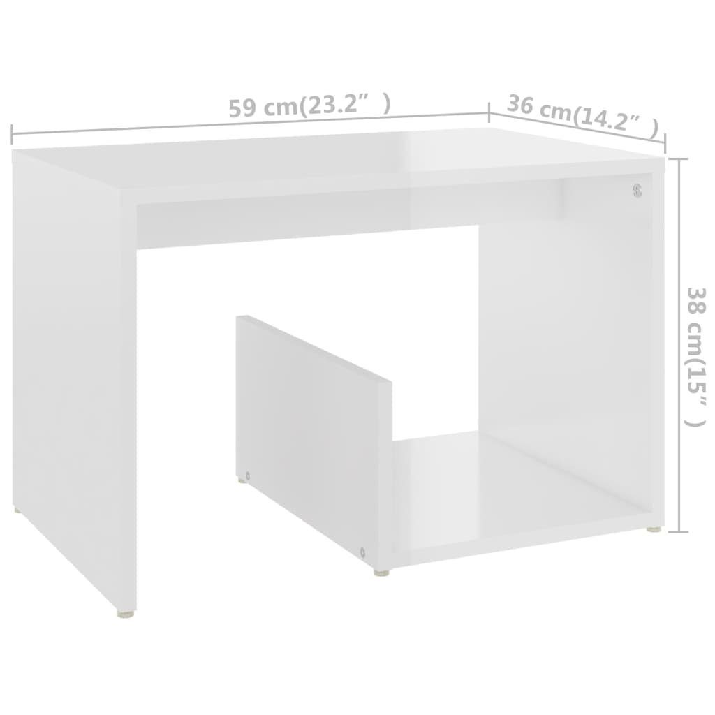 vidaXL Beistelltisch Beistelltisch Holzwerkstoff Hochglanz-Weiß (1-St) | 59x36x38 Hochglanz-Weiß cm Hochglanz-Weiß