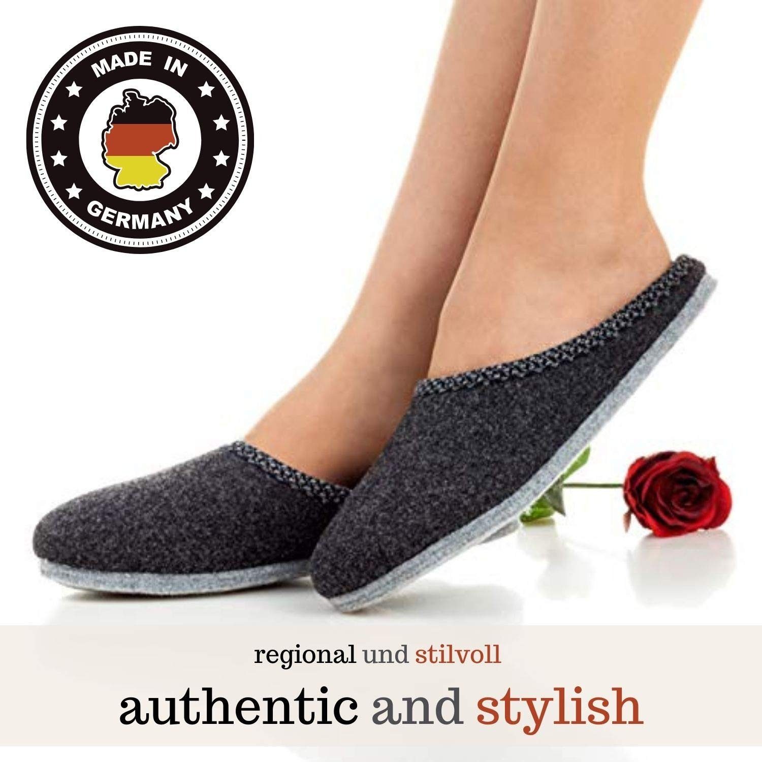 Pantoffelmann Wollfilzpantoffel Herren Filzpantoffel leichte Pantoffel Hausschuhe Pantoffel (1 Paar) Filzpantoffeln, Gästepantoffel besonders leicht