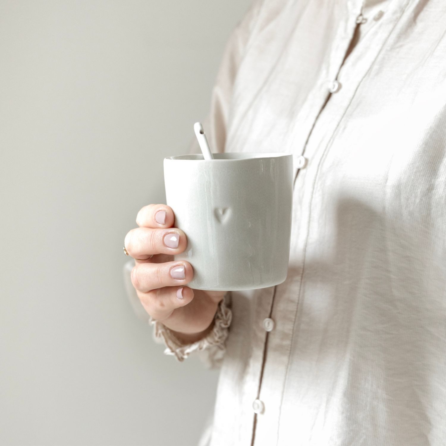 Bastion Collections Tasse Clear Heart, Stoneware, Spülmaschinengeeignet, Creme, Clear Heart, H: 8,7cm