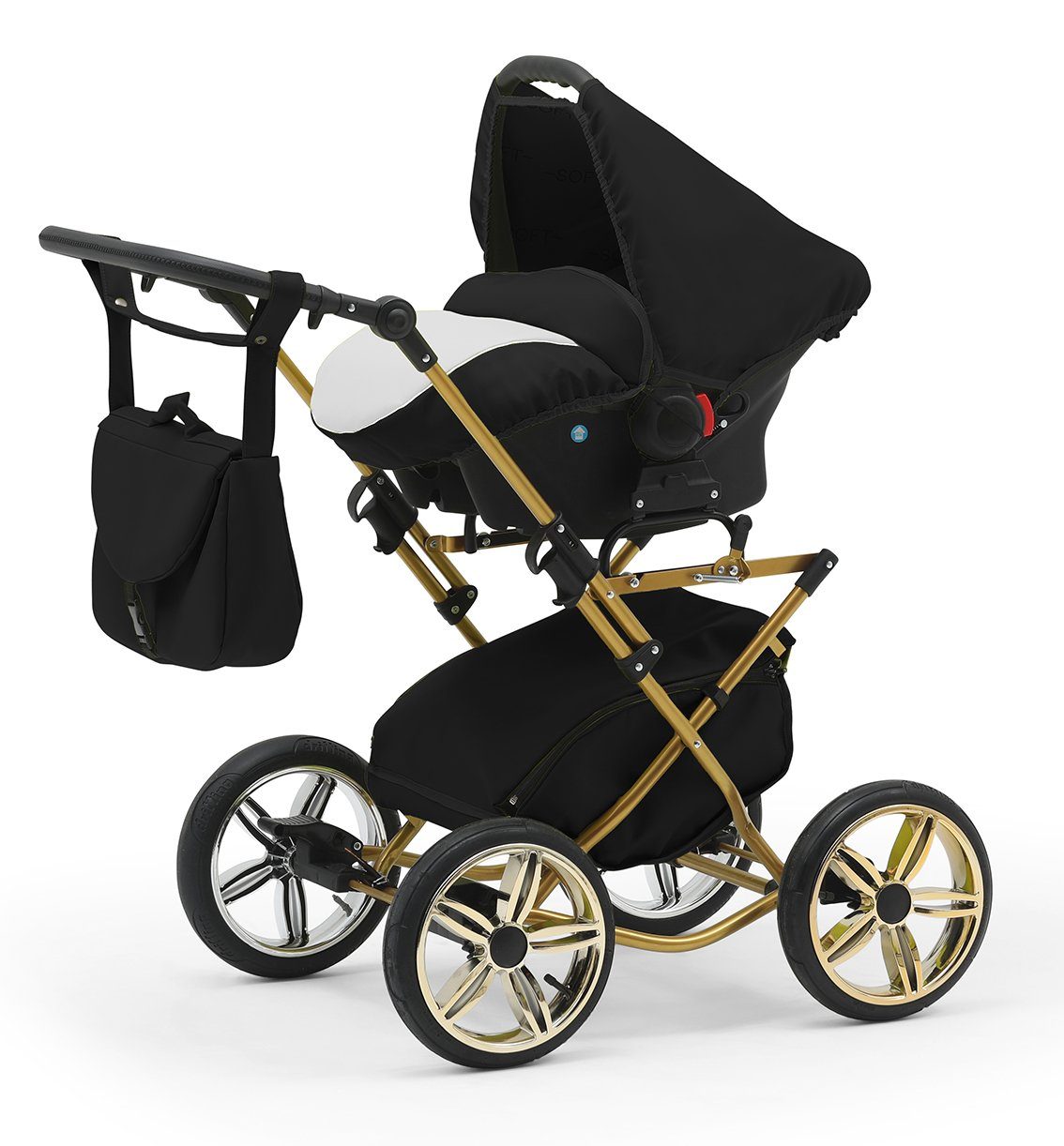 inkl. - Autositz babies-on-wheels Sorento Teile Designs in in 10 13 1 Weiß-Schwarz-Weiß 3 - Kombi-Kinderwagen