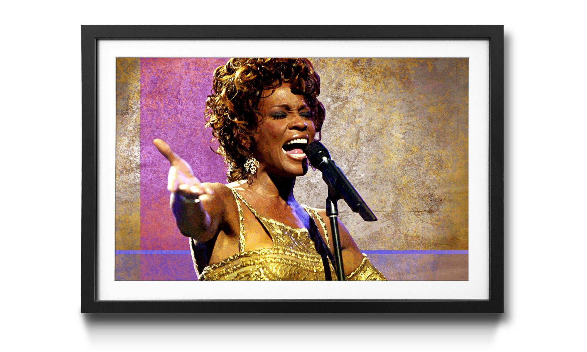 WandbilderXXL Bild mit Rahmen Whitney, Helden der Musik, Wandbild, in 4 Größen erhältlich