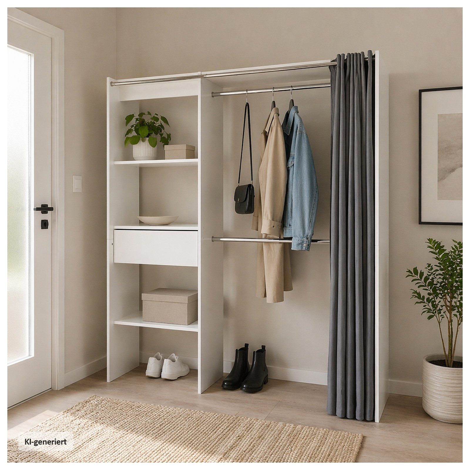 HTI-Living Garderobenständer Offene Garderobe mit Vorhang Weiß, (Stück, 1 St., 1 Garderobe)