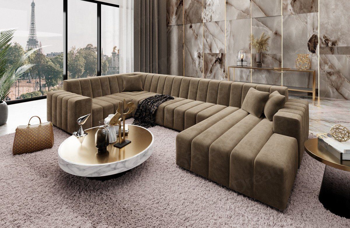 Sofa Dreams Wohnlandschaft Polster Sofa Wohnlandschaft Stoff Gran Canaria U Form Stoffsofa Modern, Loungesofa