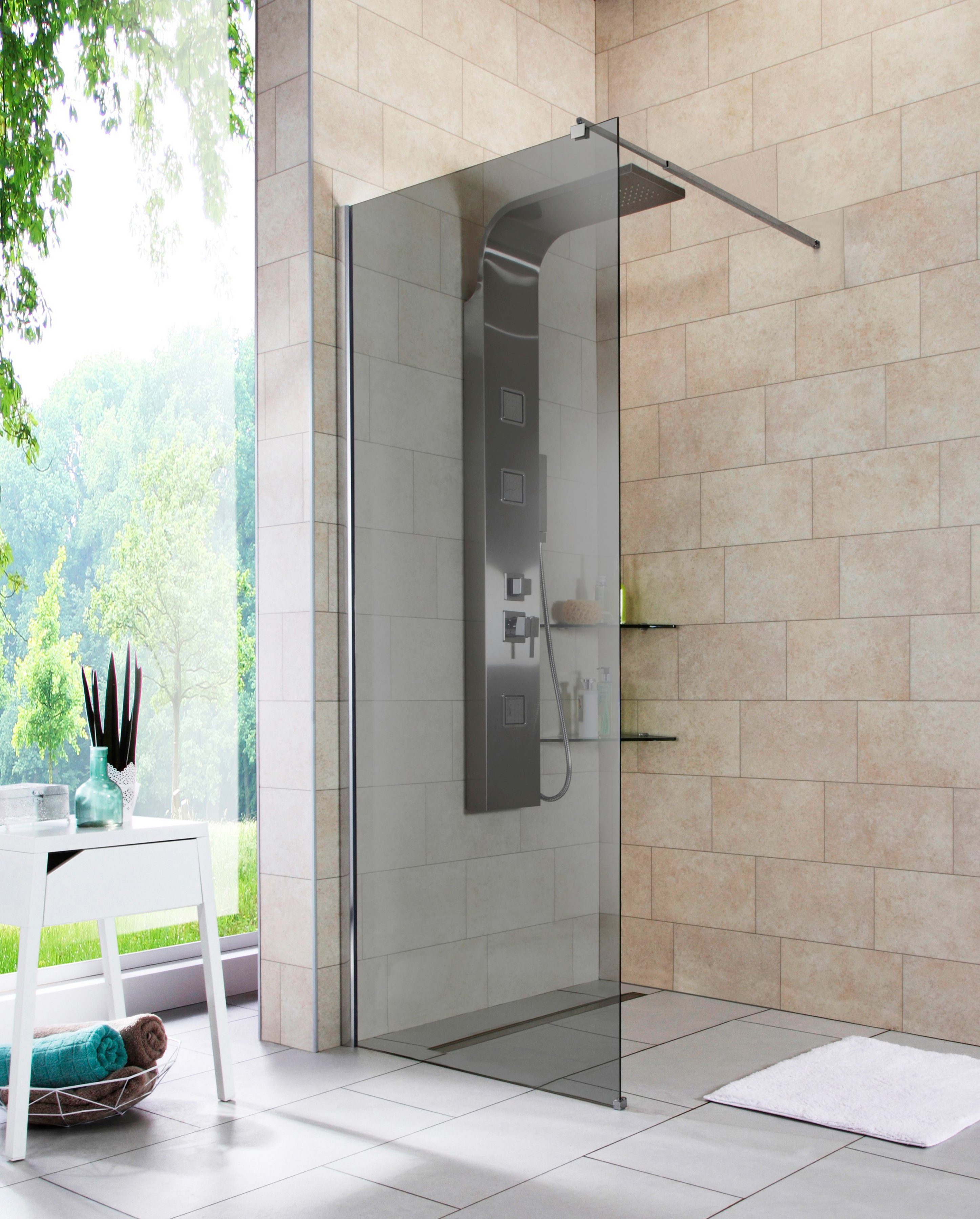 welltime Duschwand Duschabtrennung, Sicherheitsglas, Walk-In, Glaswand mit günstig online kaufen