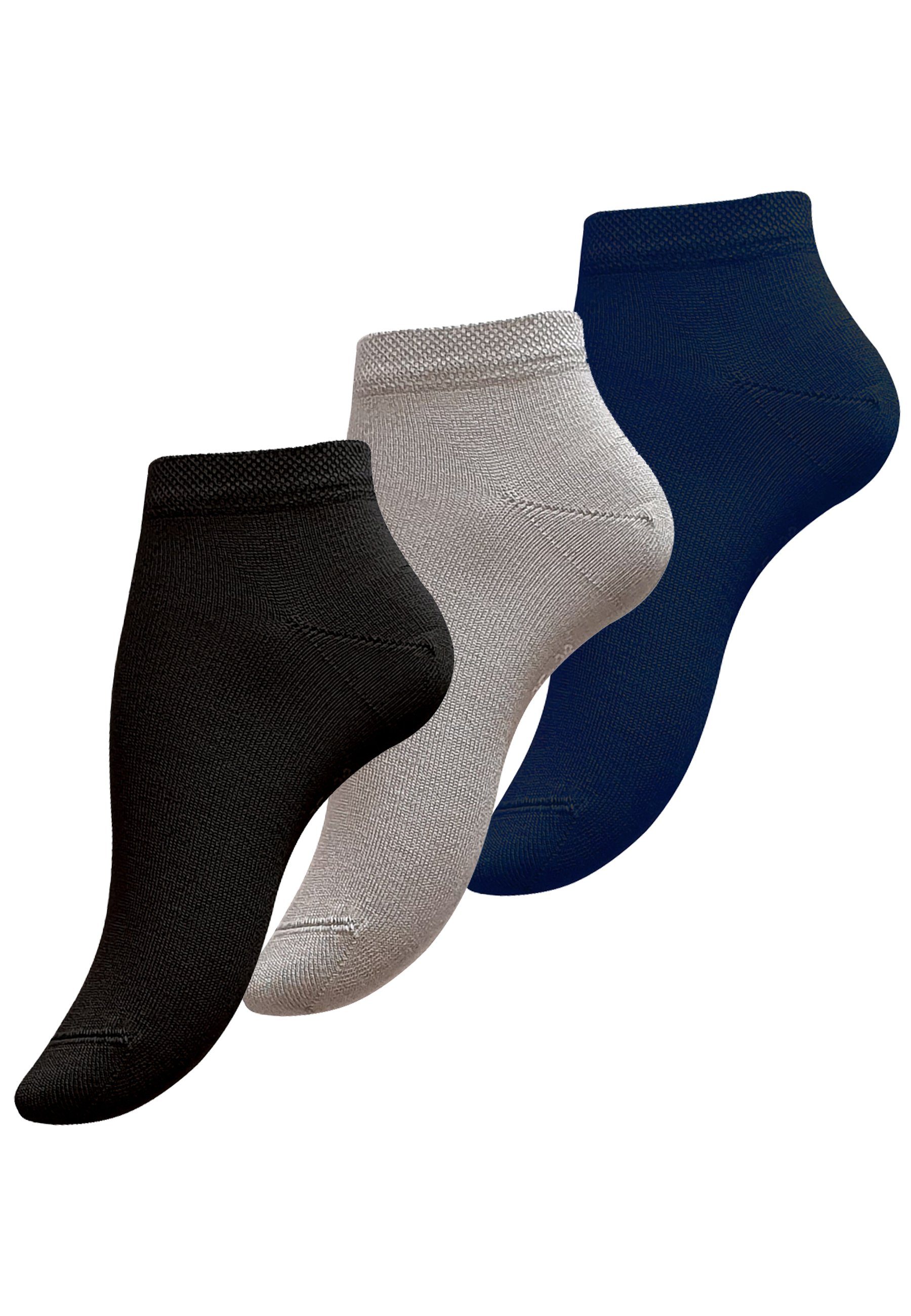 (6-Paar) und weich Sneakersocken durch atmungsaktiv Viskose Creation® schwarz/grau/marineblau Vincent