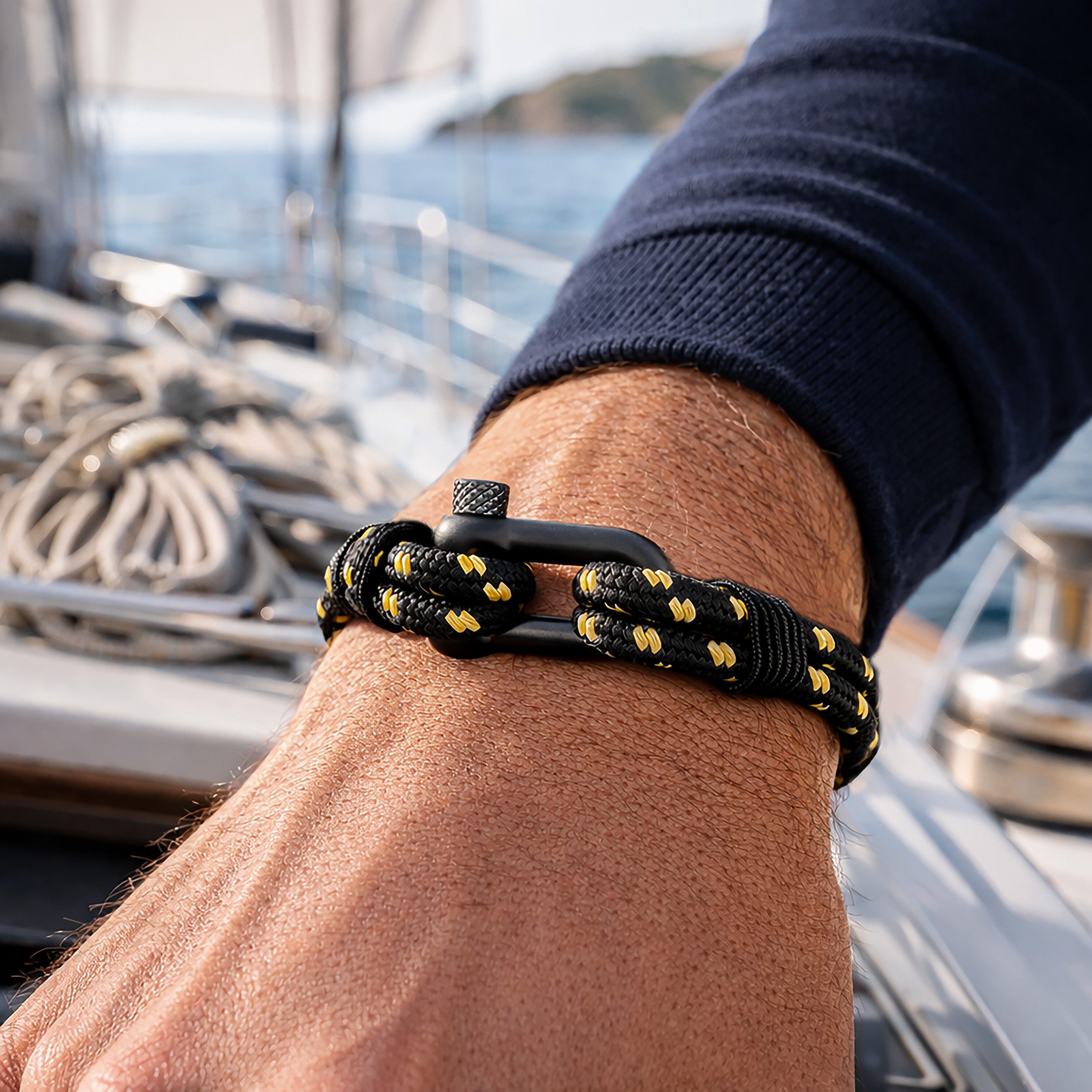 UNIQAL.de Armband maritimes Segeltau „DELMARE“– Nautic Style mit Schäkelverschluss (Edelstahl, Casual Style, leicht, robust, wasserfest), handgefertigt