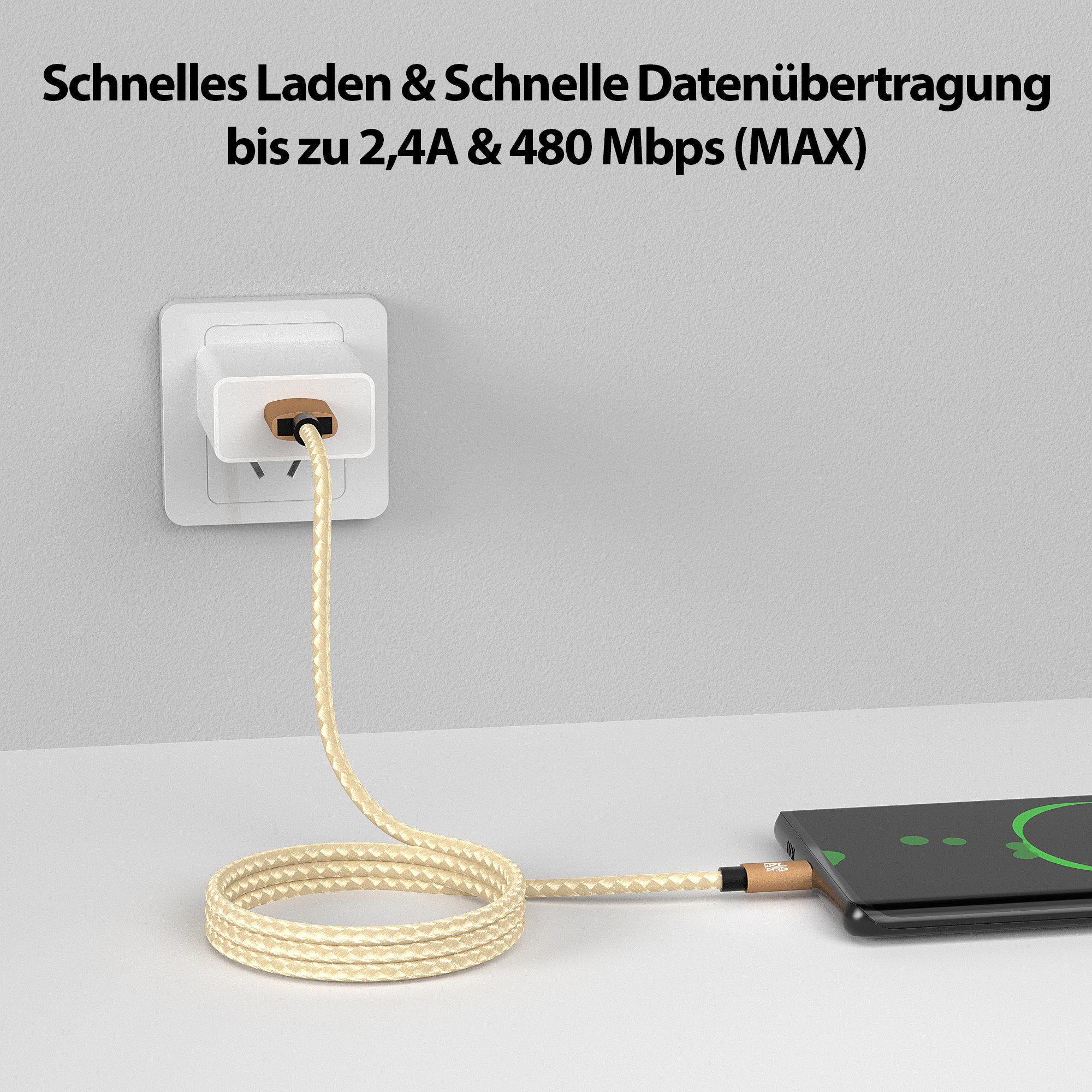 JAMEGA Micro USB Kabel Ladekabel Daten für Tablet Samsung Huawei PS4 XBOX LG USB-Kabel, USB, Micro USB, (100 cm) – Bild 2 von 5