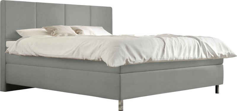 Schlaraffia Boxspringbett Saga, GELTEX® Next Topper, Metallfuß in Chrom, niedriges Kopfteilhöhe 113 cm