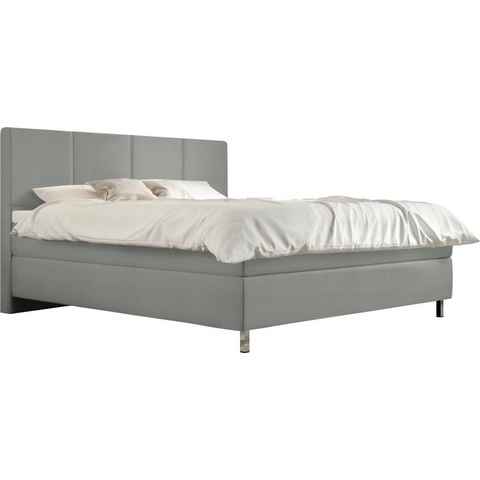 Schlaraffia Boxspringbett Saga, GELTEX® Next Topper, Metallfuß in Chrom, niedriges Kopfteilhöhe 113 cm