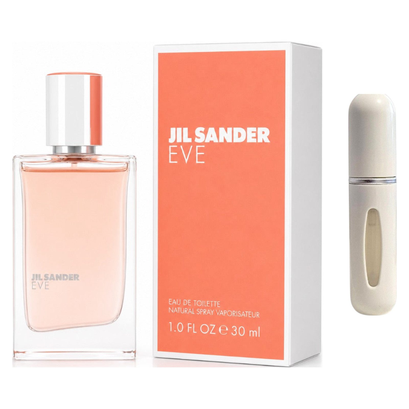 JIL SANDER Duft-Set EVE EDT – Blumig Frisch + Parfümzerstäuber (leer)