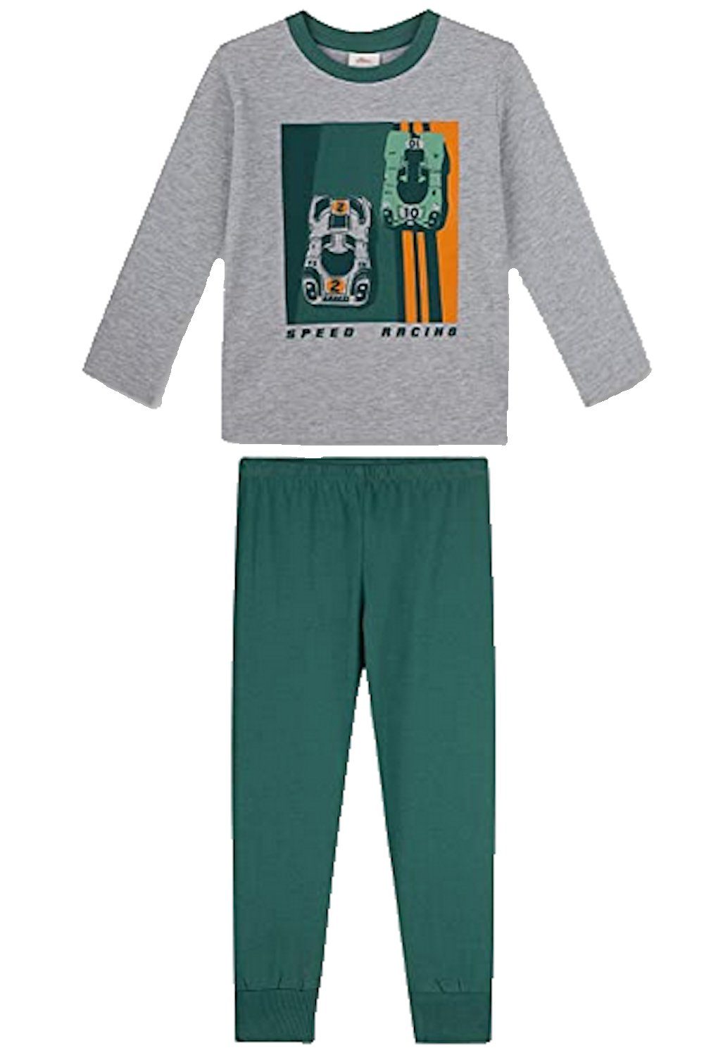 s.Oliver Junior Pyjama s.Oliver Jungen Schlafanzug Pyjama lang Speed racing grau grün (2 tlg)