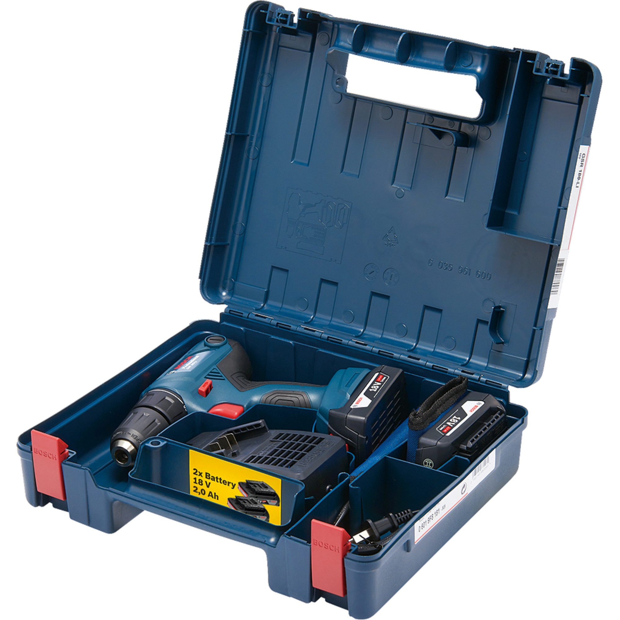 Bosch Professional Akku-Bohrschrauber Bosch Professional Akku-Bohrschrauber GSR 180 LI, 18 V V, (2x Li-Ion Akku 2,0Ah, Koffer)