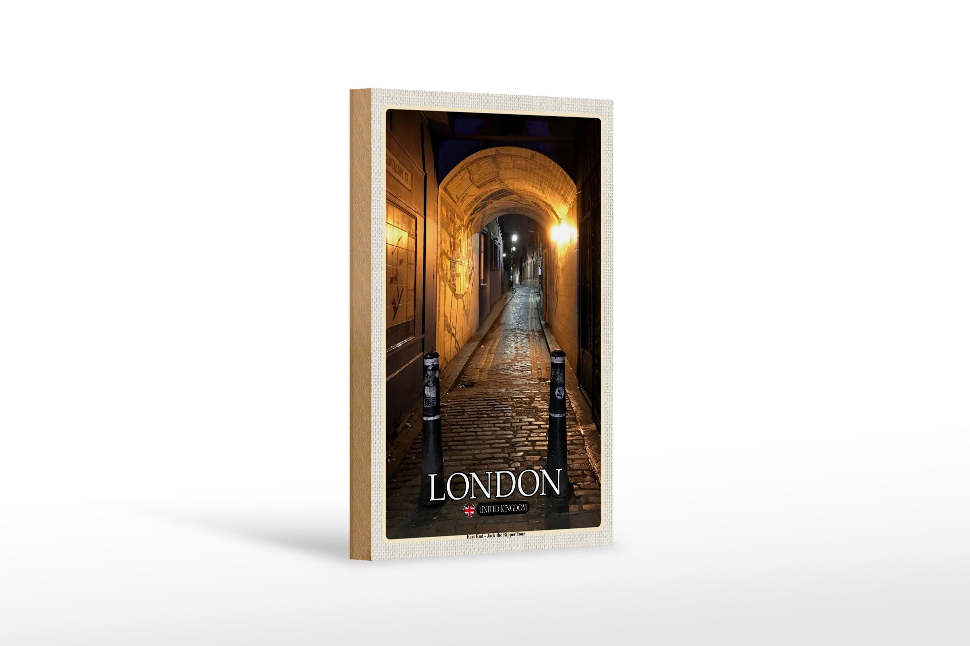 Femer GmbH Holzbild Städte London East End Jack Ripper Tour 12x18 cm, (1 St), Glatte Holzfaserplatte (MDF), vorn beschichtet