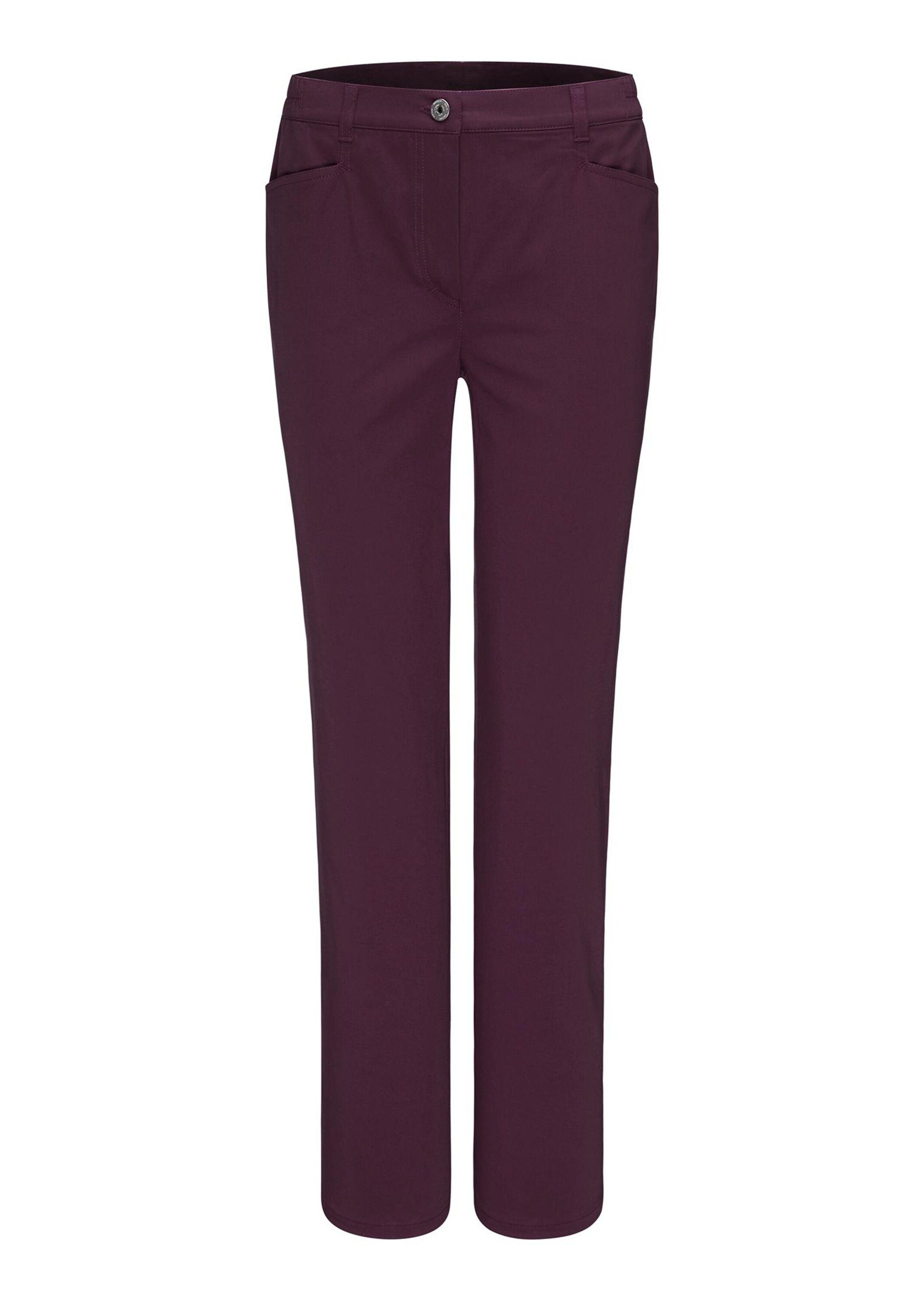 GOLDNER Stoffhose Leichte Baumwoll-Hose aubergine ANNA