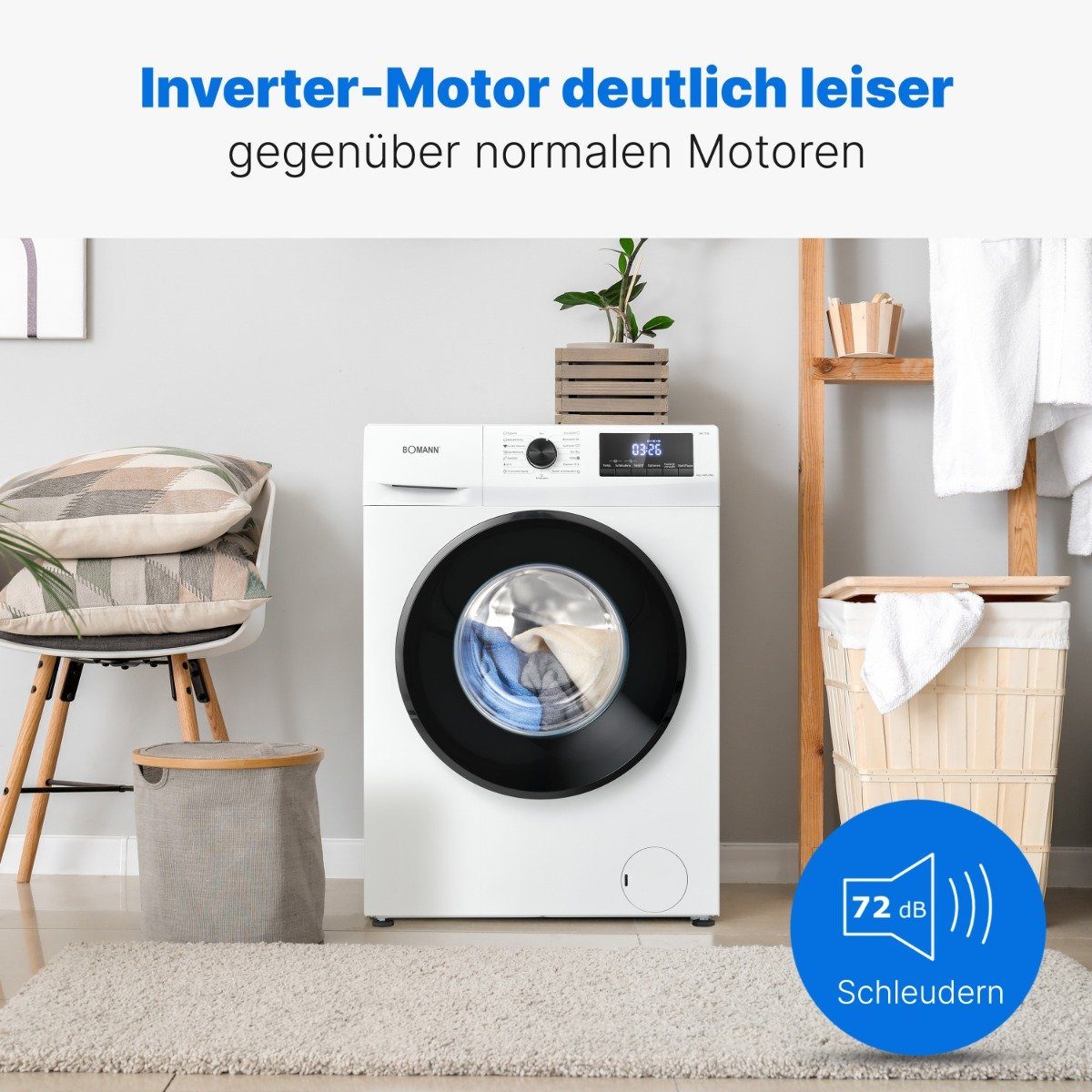 BOMANN Waschmaschine WA 7185, 8 kg, 1400 U/min, Waschmaschine 8kg mit max. 1400 U/min und Endzweitvorwahl