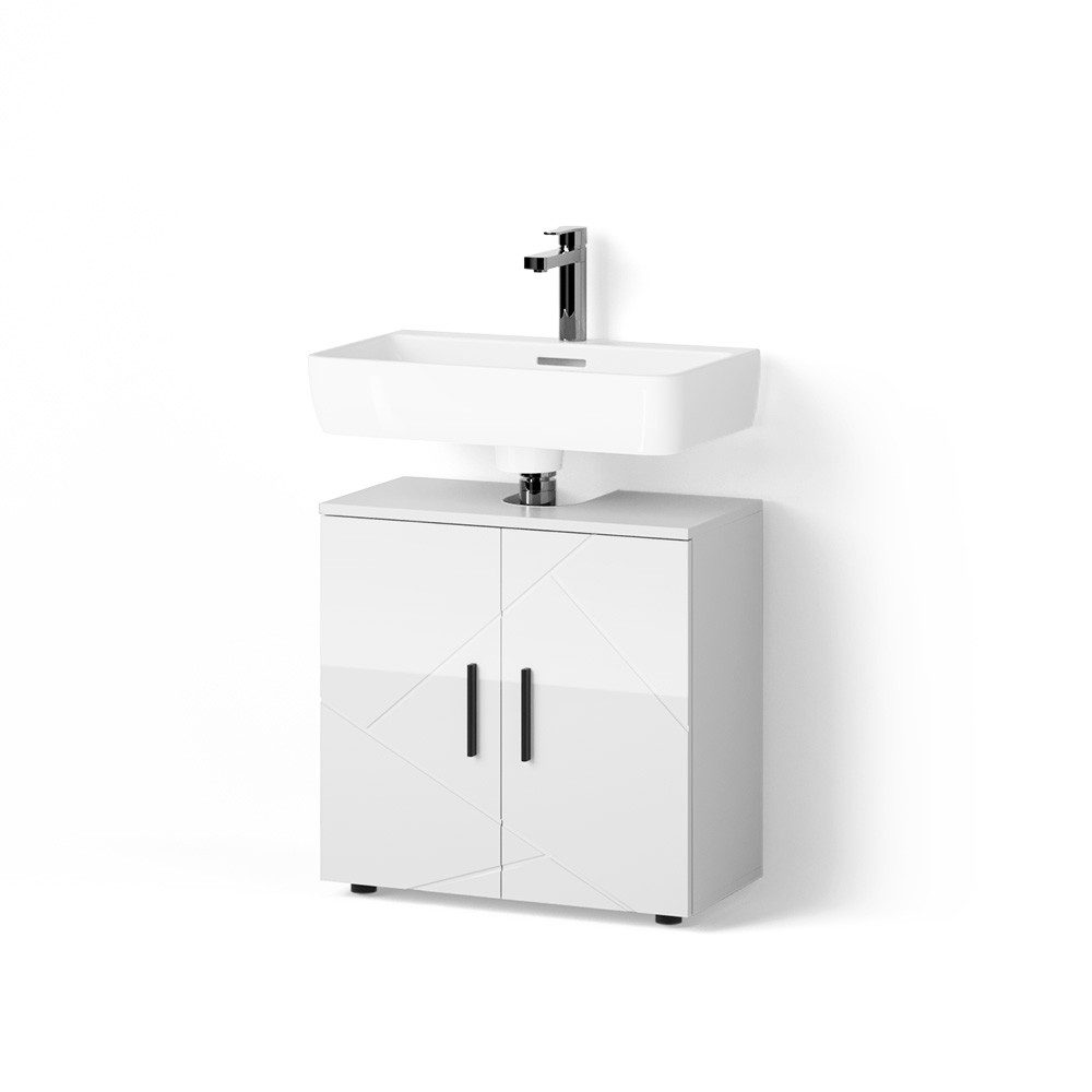 Livinity® Waschbeckenunterschrank Ronco, Weiß Hochglanz/Weiß, 60 x 59 cm günstig online kaufen