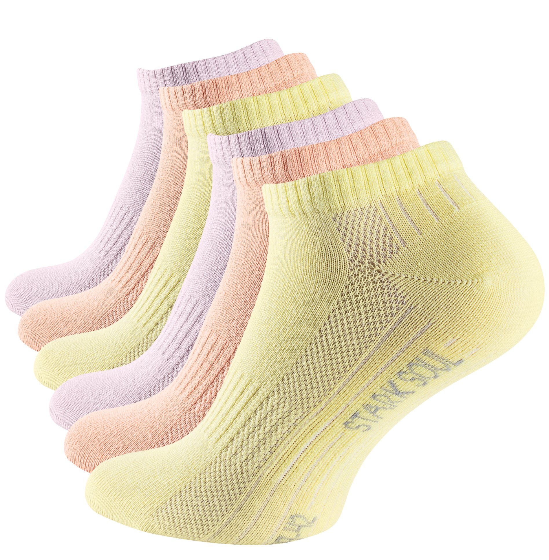 Stark Soul® Sneakersocken Sneaker Socken Mesh gekämmte Baumwolle, Premium Qualität, Unisex für Damen & Herren 6 Paar Pastelltöne
