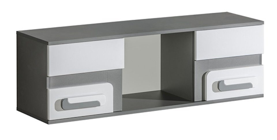 Feldmann-Wohnen Hängevitrine mit und 2 (mit Front Apetito Griffe Fach, 120cm weiß Türen) offenen einem wählbar Türen mit Korpusfarbe 2