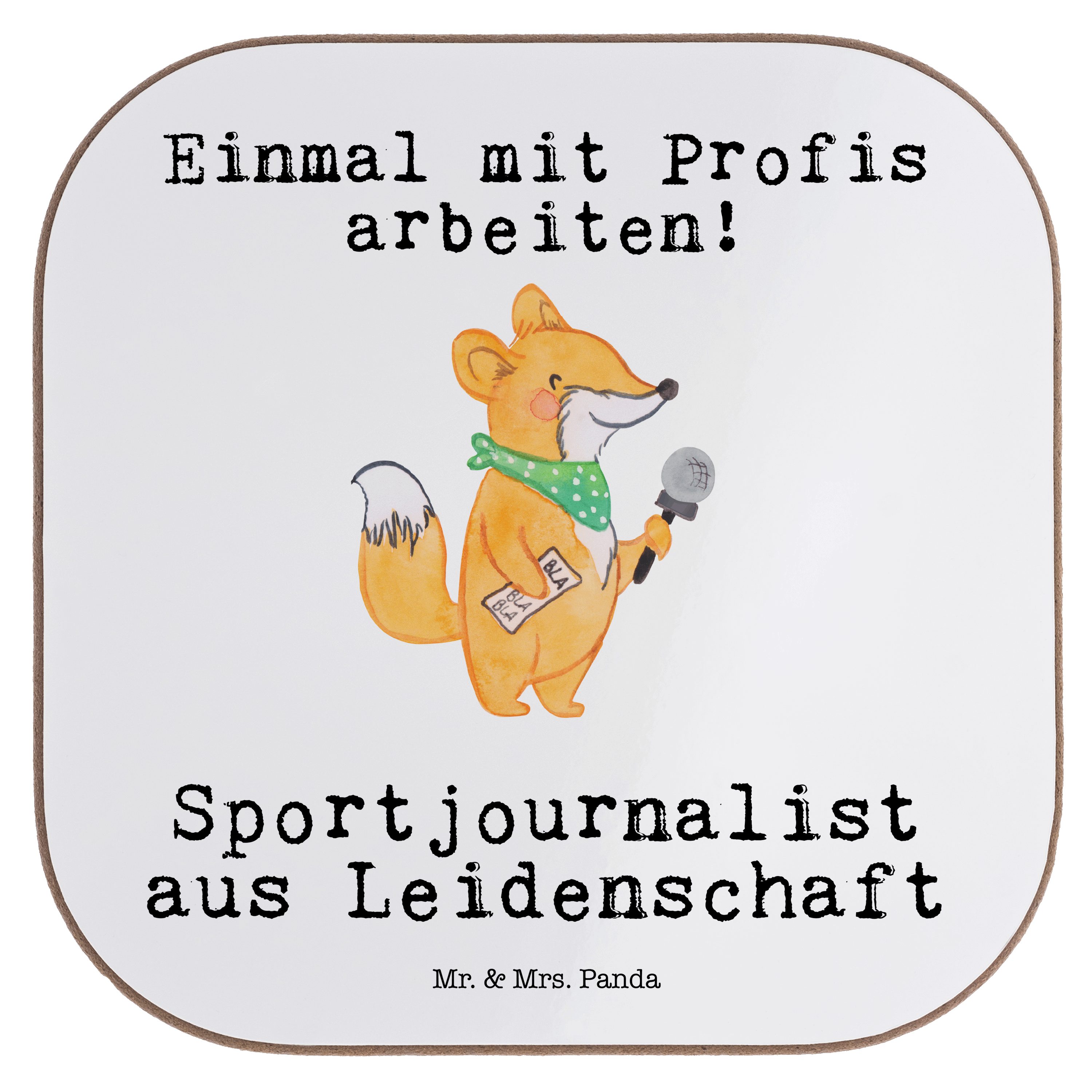- Sportjournalist 1-tlg. & Abschied, Getränkeuntersetzer aus Weiß Panda - Mr. Leidenschaft Geschenk, Redakte, Mrs.