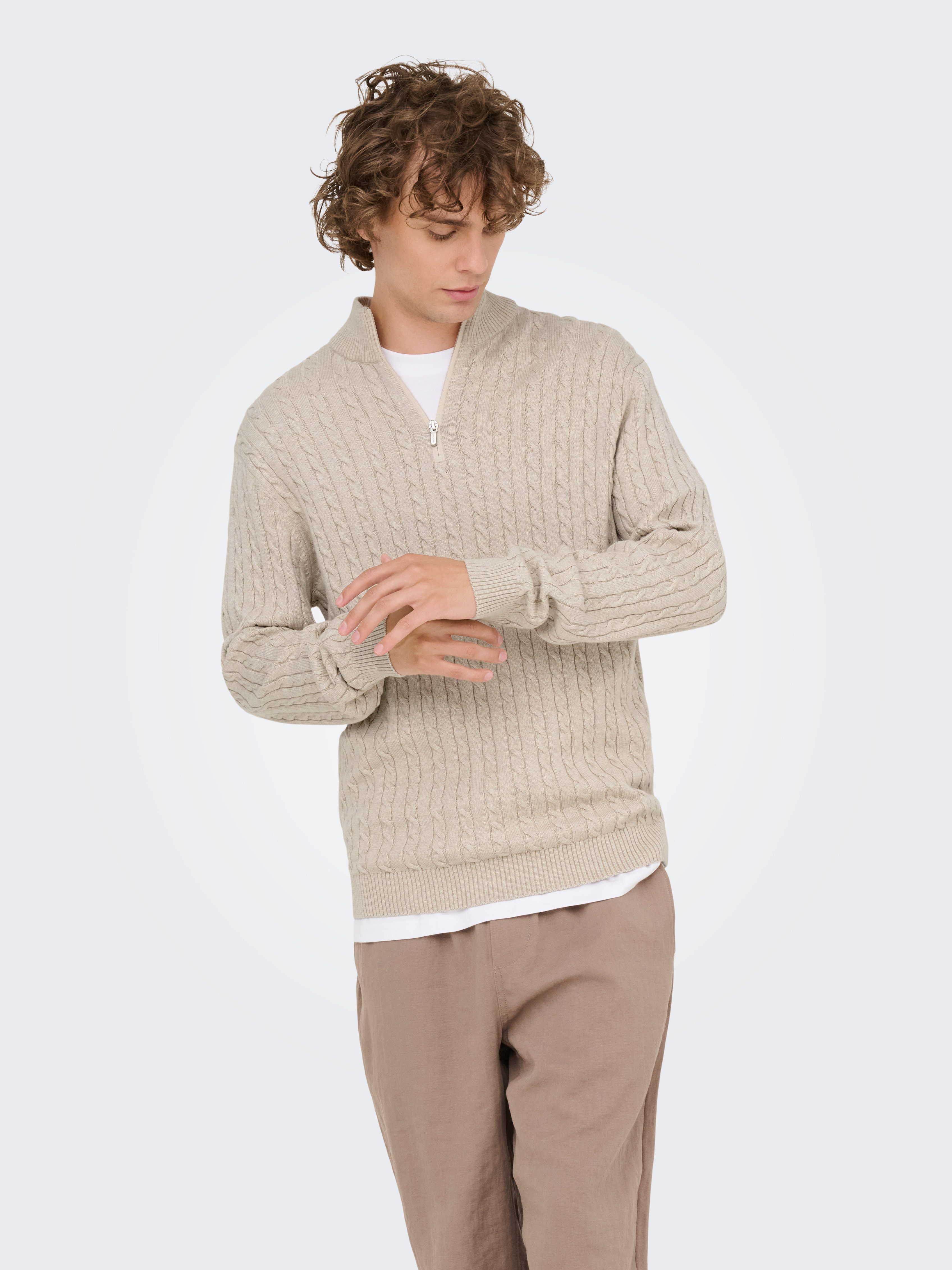 ONLY & SONS Troyer ONSLOUI REG 12 CABEL HALF ZIP KNIT