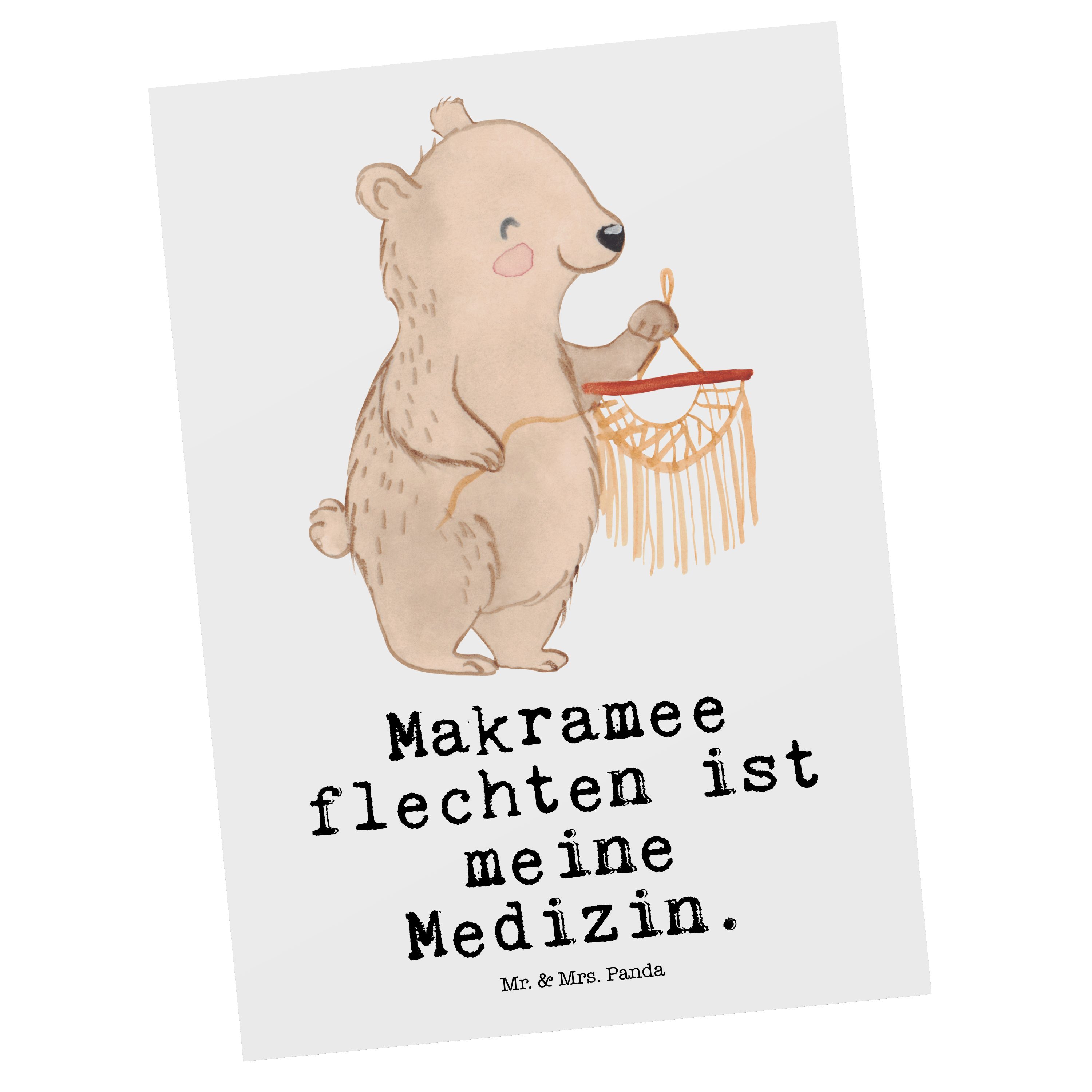Mr. & Mrs. Panda Postkarte Bär Makramee Medizin - Weiß - Geschenk, Geschenkkarte, Auszeichnung