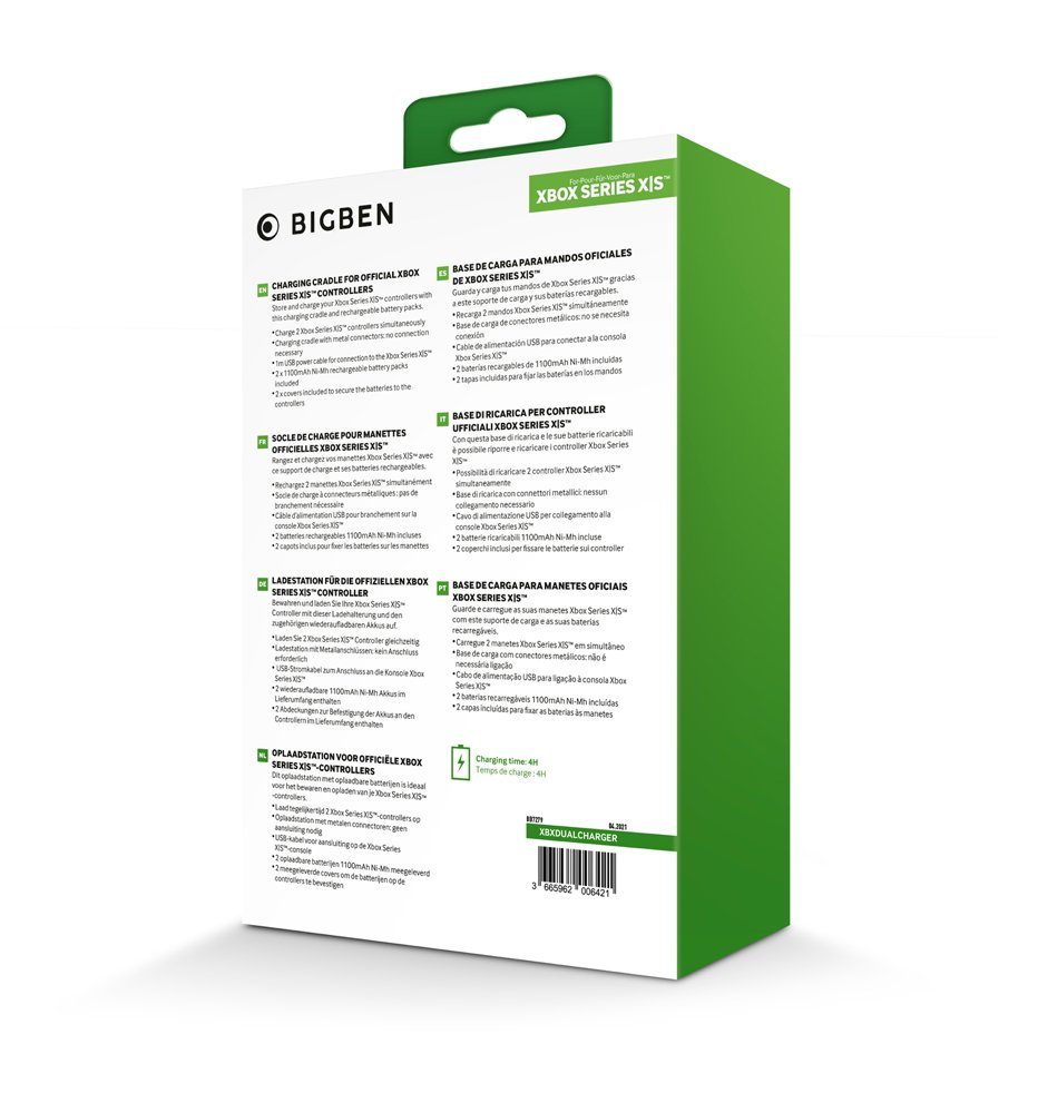 BigBen Xbox-Standfuß 2 XBOX Series X/S Controller Dual-Charger mit 2 Ersatzakku BB006421