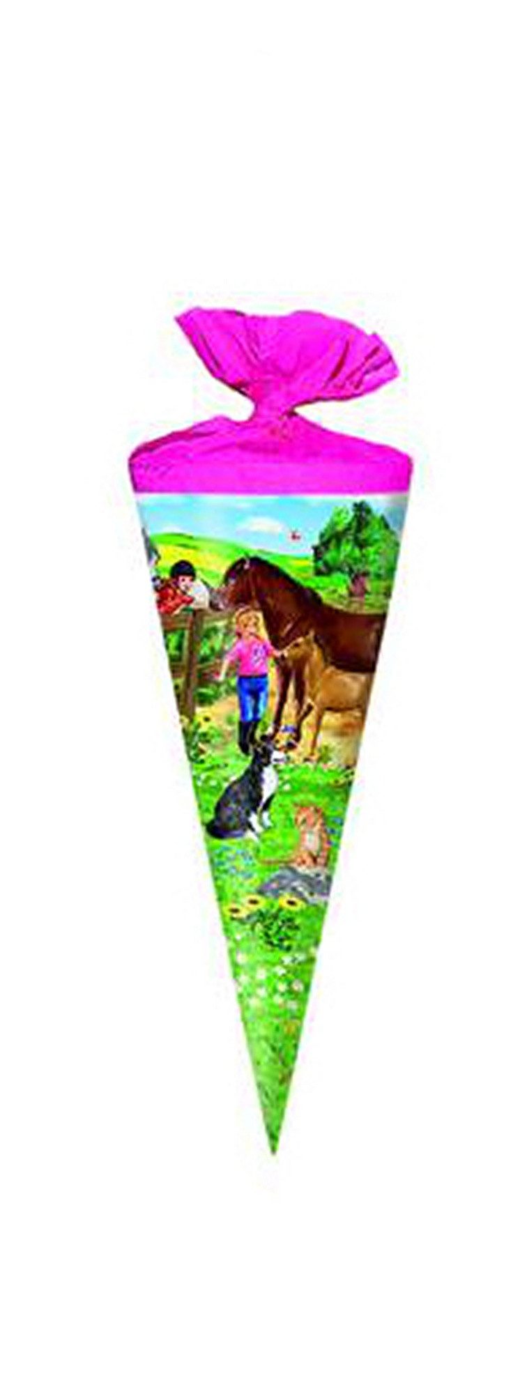 Schultüte Schultüte / Zuckertüte / Länge: 25cm / rund / "Pferdekoppel"