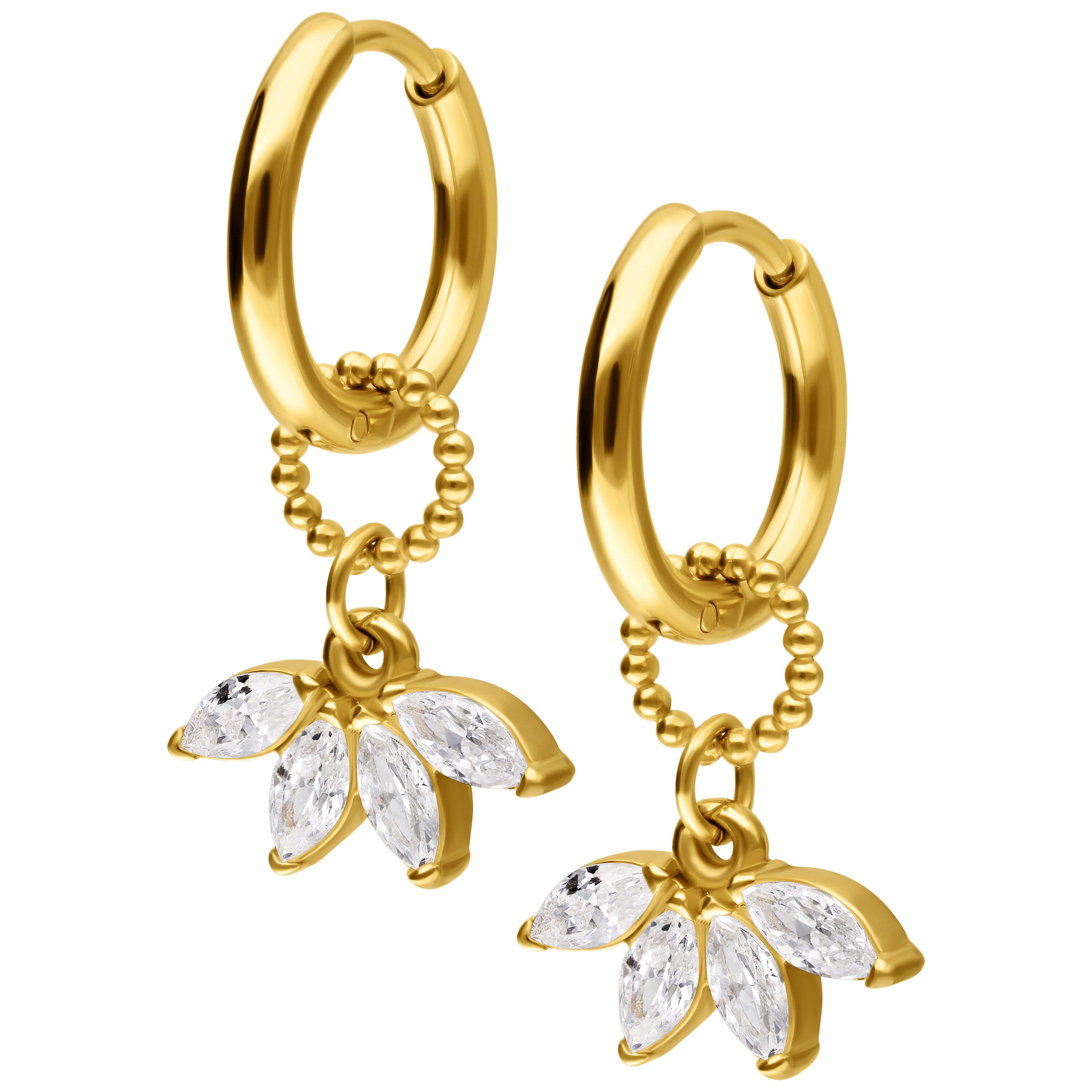 Paar Ohrhänger Crystal Fan Hoops Pair - Gold, Kristallklar