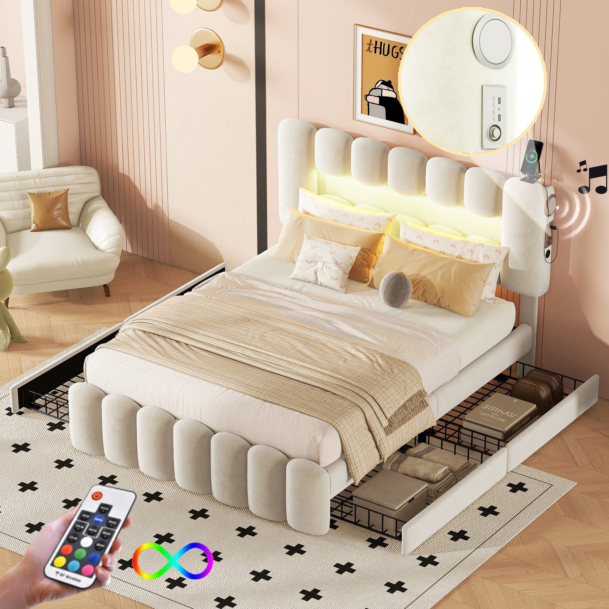 HAUSS SPOLE Polsterbett Polsterbett Funktionsbett Bettrahmen KInderbett Dop günstig online kaufen