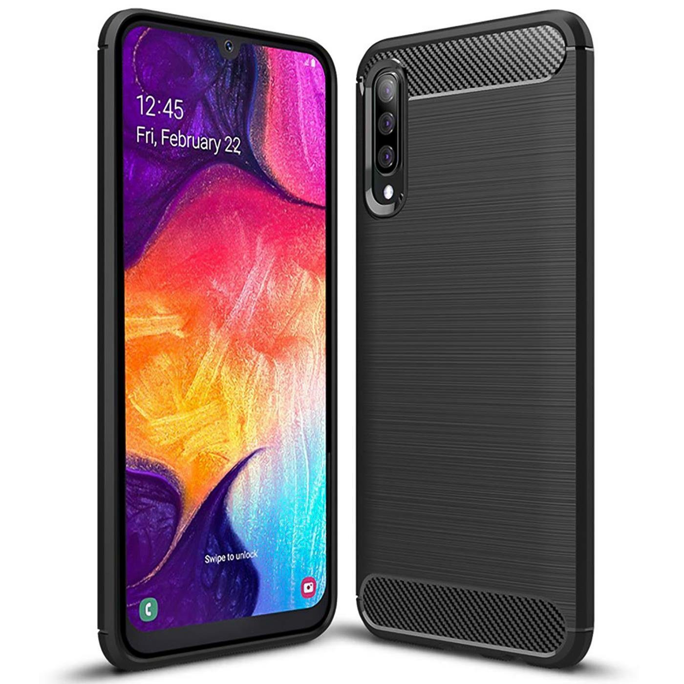 CoolGadget Handyhülle Carbon Handy Hülle für Samsung Galaxy A50 6,4 Zoll, robuste Telefonhülle Case Schutzhülle für Samsung A50 / A30s Hülle