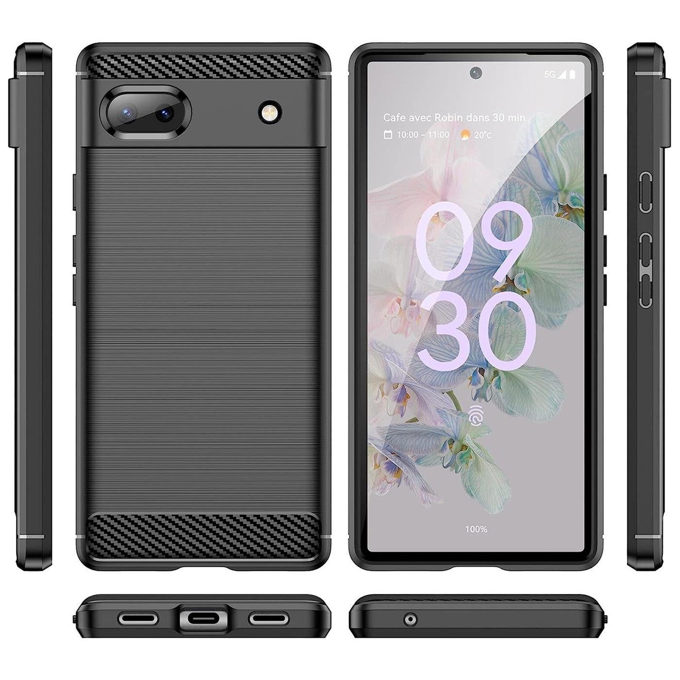 CoolGadget Handyhülle Carbon Handy Hülle für Google Pixel 6a 6,1 Zoll, robuste Telefonhülle Case Schutzhülle für Pixel 6a Hülle